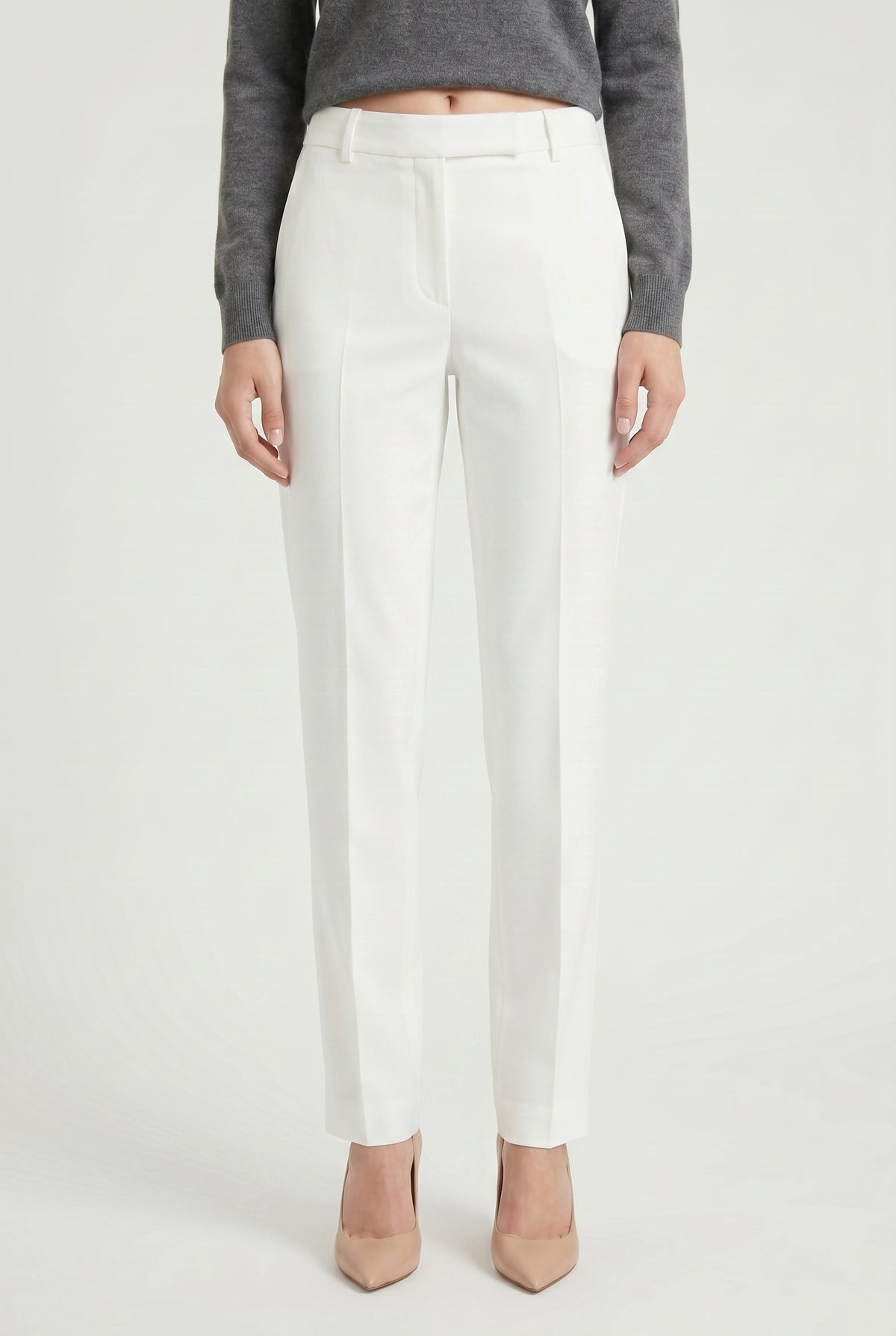 BRUNELLO CUCINELLI WOMEN'S OFF WHITE TAILORED TROUSERS