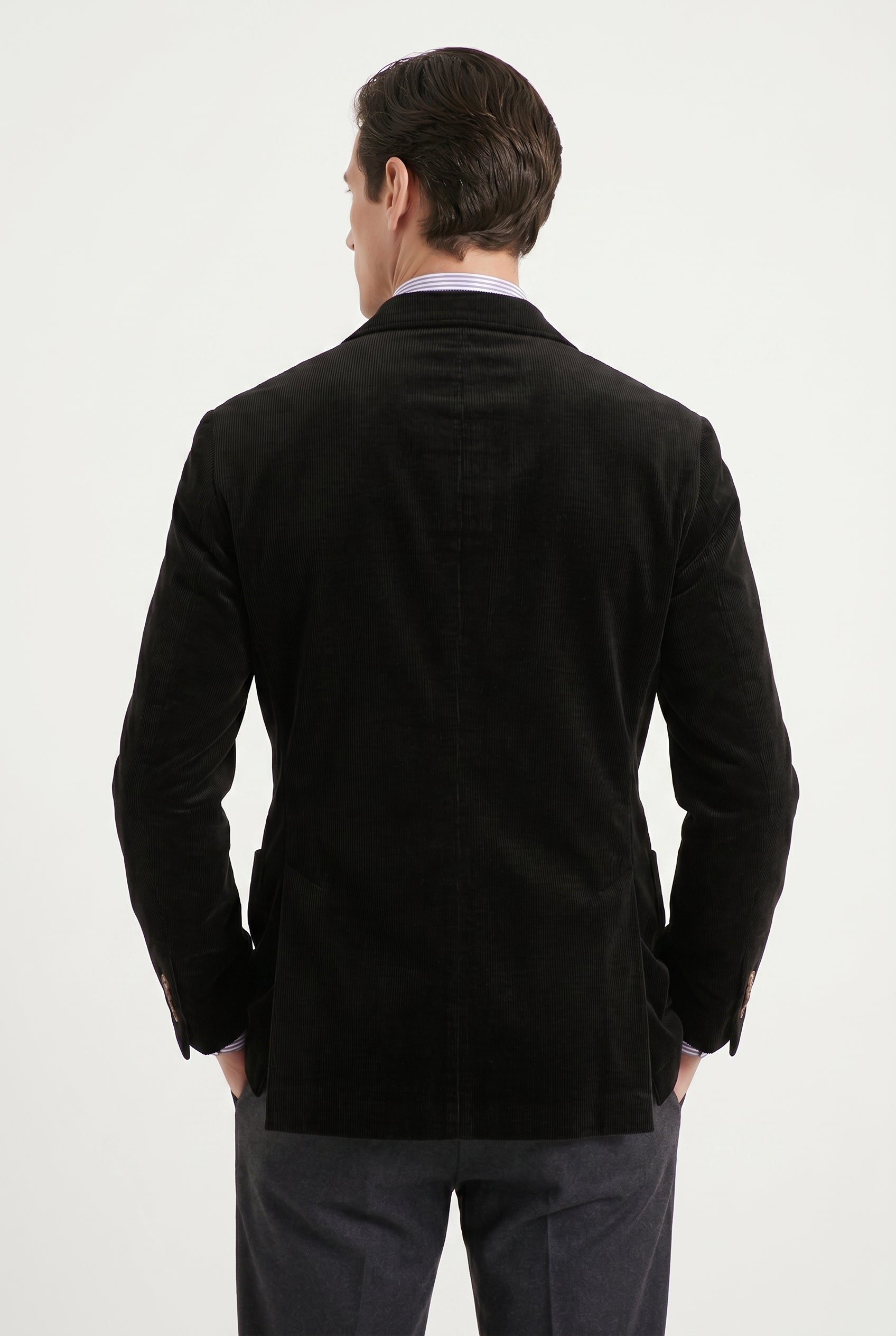 BRUNELLO CUCINELLI MEN'S BLACK WOOL BLEND DOUBLE BREASTED BLAZER