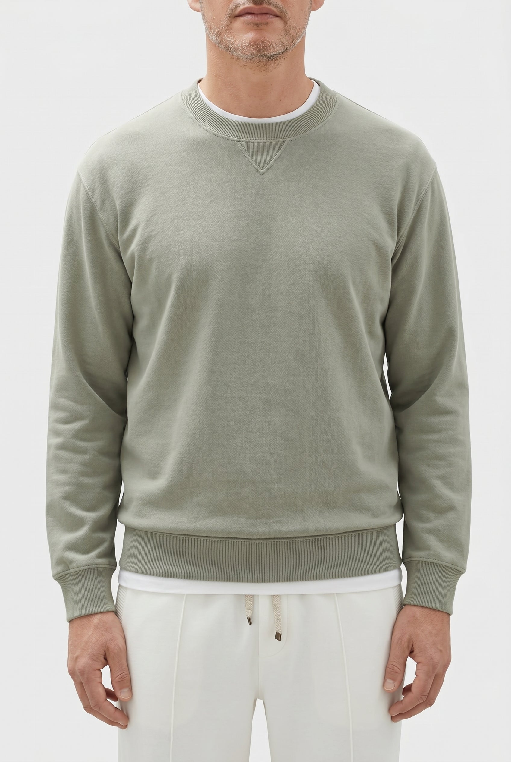 BRUNELLO CUCINELLI MEN'S LIGHT GREEN COTTON SWEATER