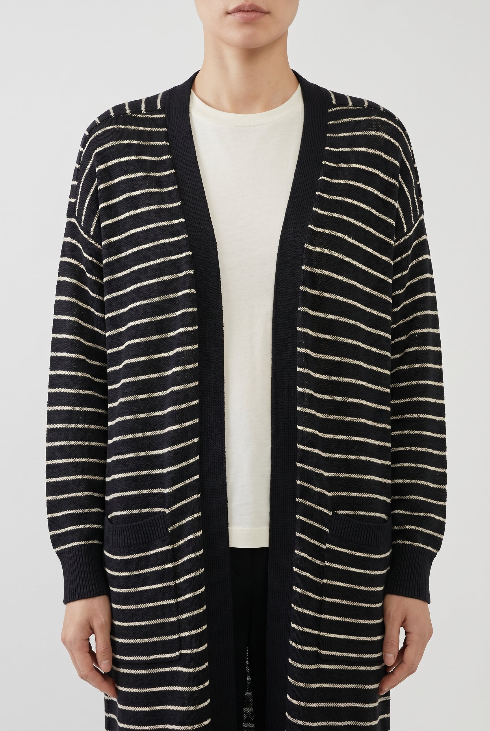 BRUNELLO CUCINELLI WOMEN'S BLACK STRIPED COTTON SWEATER