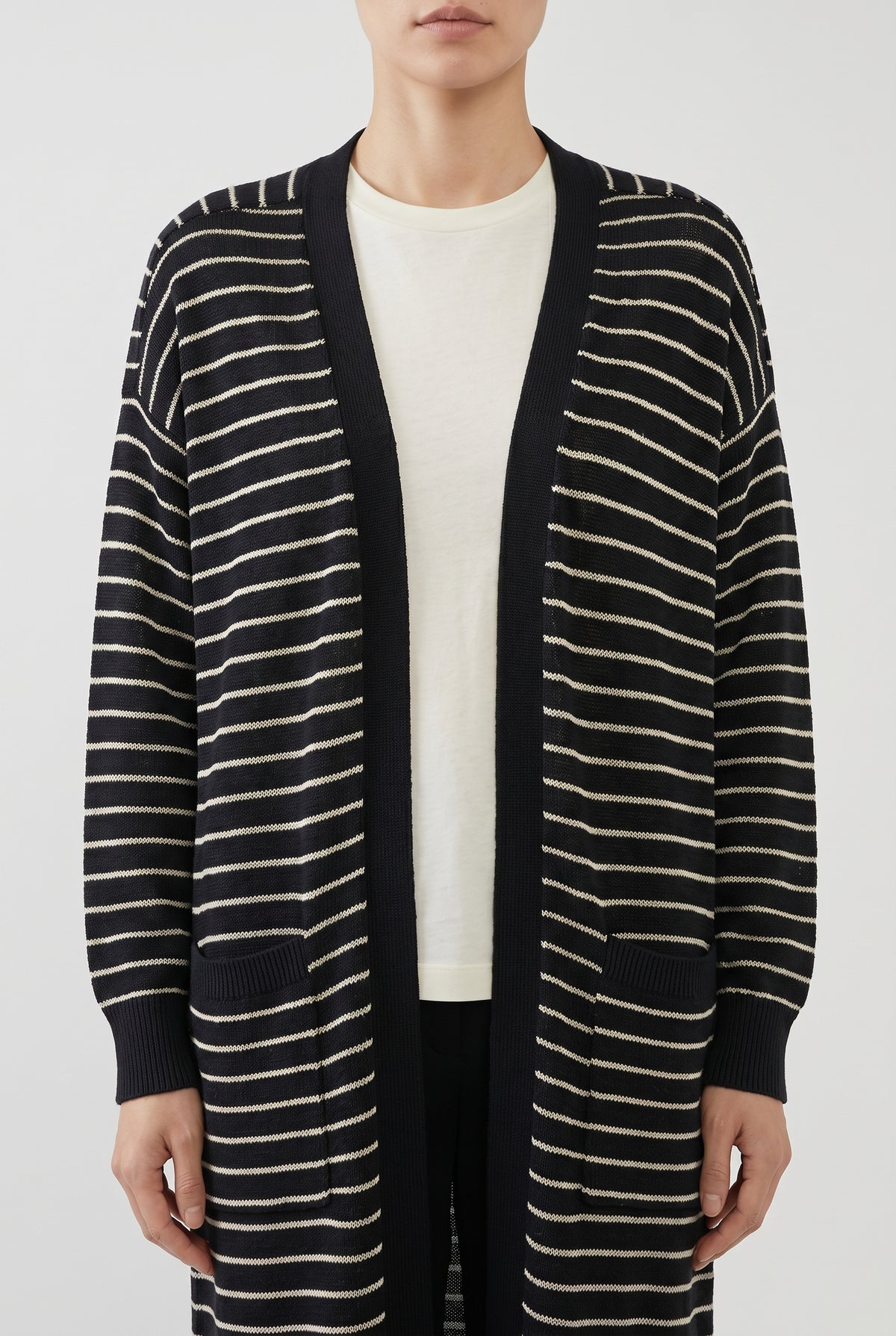 BRUNELLO CUCINELLI WOMEN'S BLACK STRIPED COTTON SWEATER