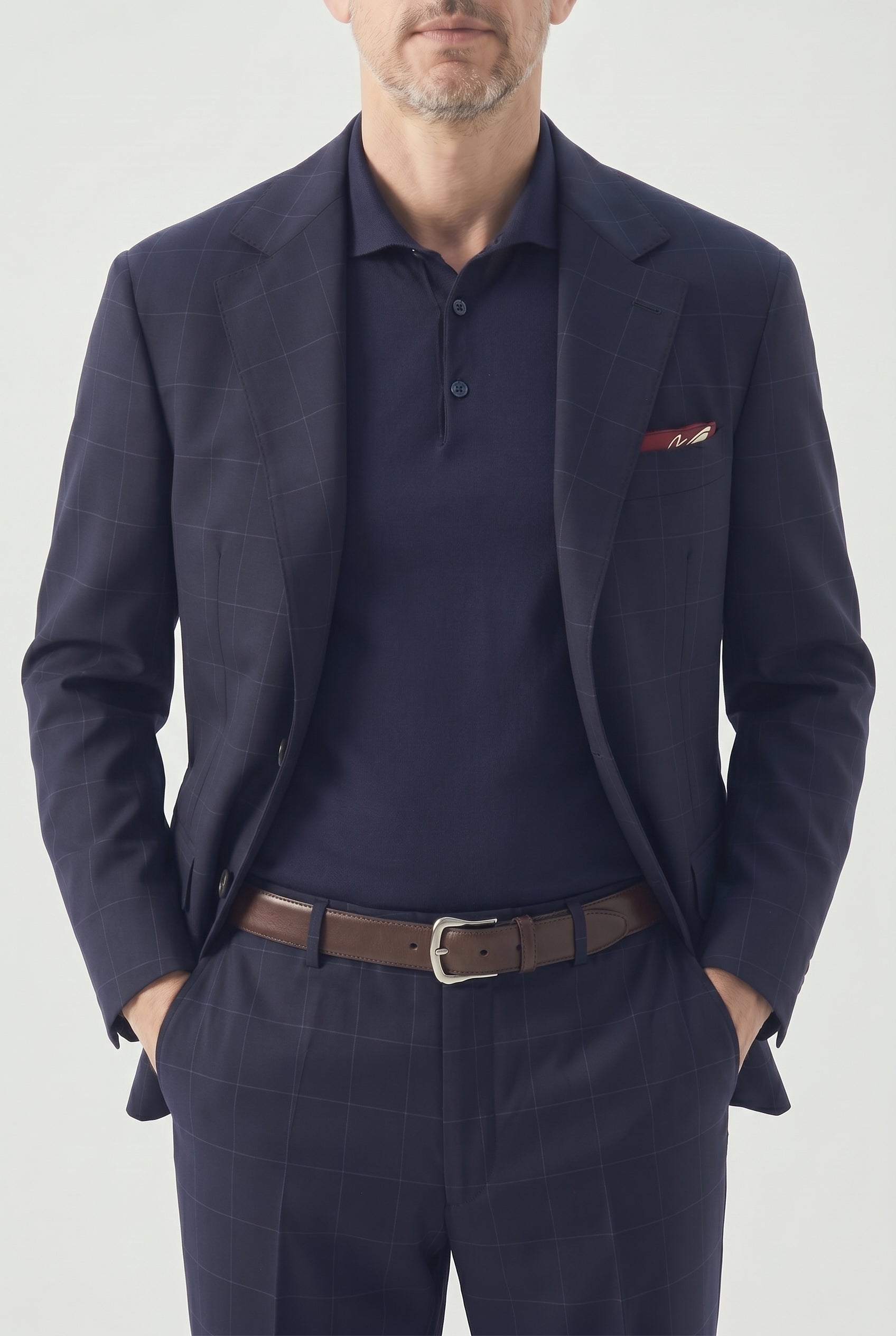 BRUNELLO CUCINELLI MEN'S NAVY WOOL TAILORED JACKET
