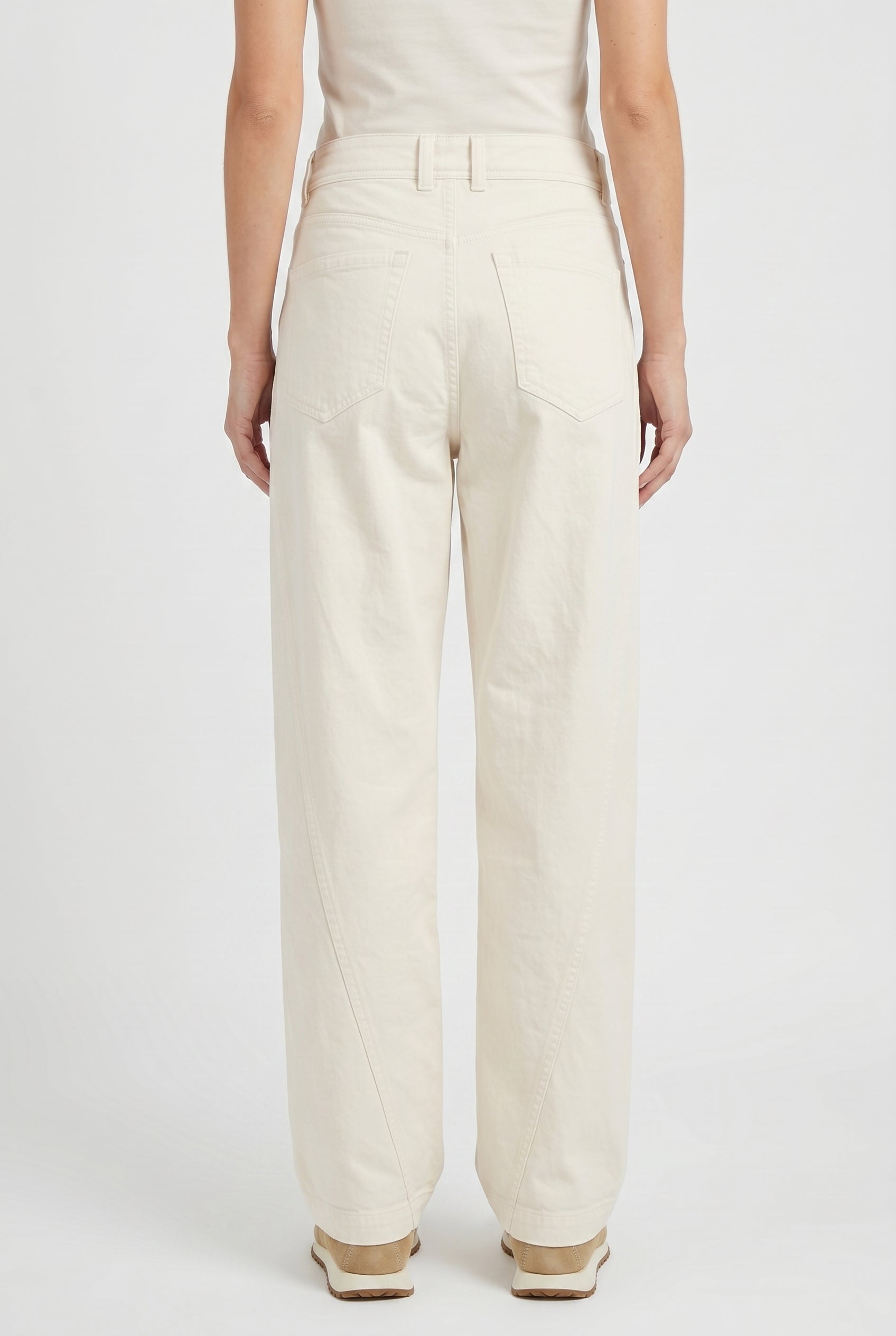BRUNELLO CUCINELLI WOMEN'S OFF WHITE RELAXED COTTON TROUSERS
