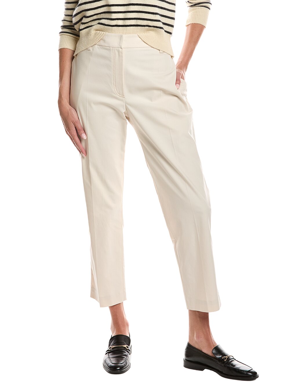 BRUNELLO CUCINELLI WOMEN'S OFF WHITE CROPPED TROUSERS