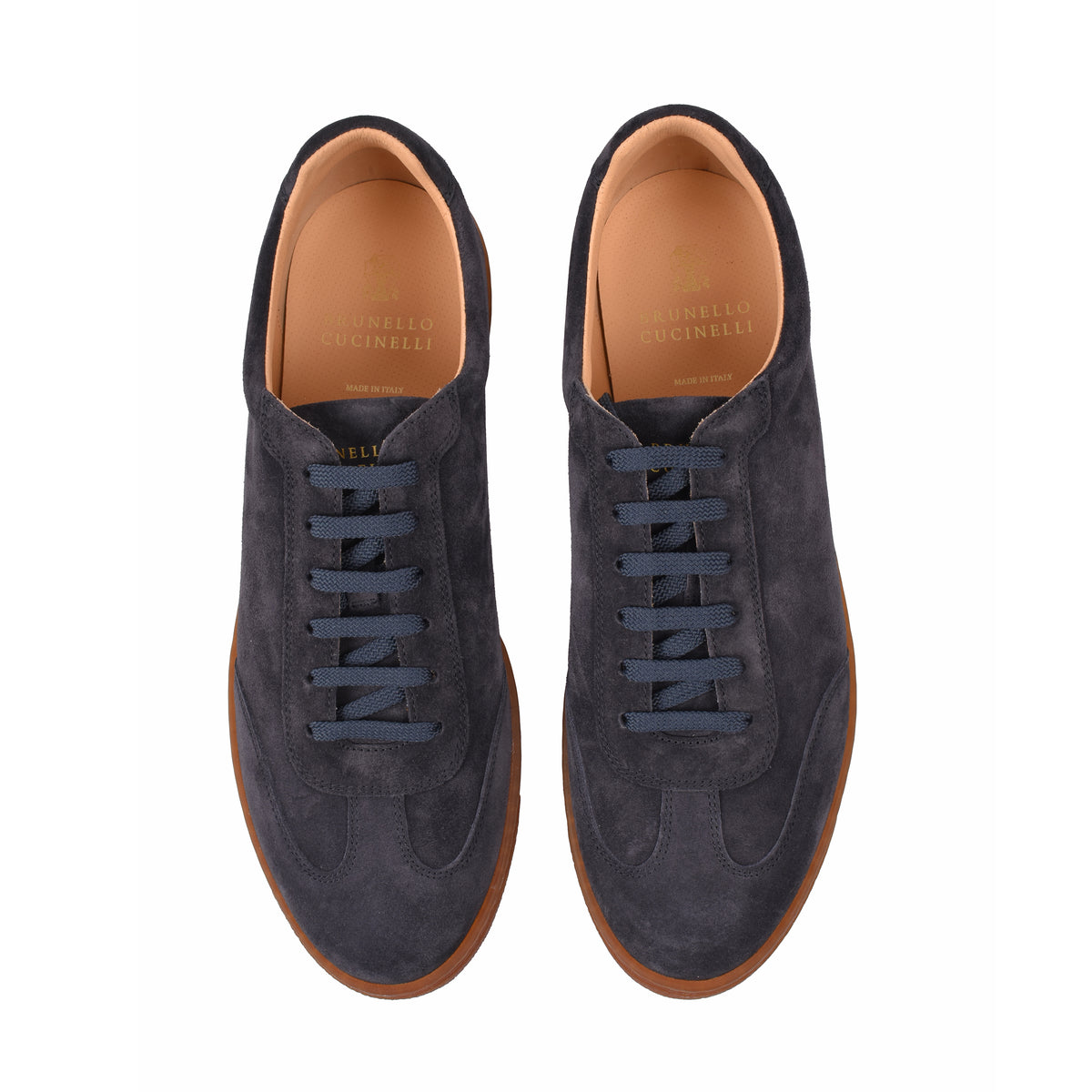 BRUNELLO CUCINELLI MEN'S NAVY SUEDE CASUAL SHOES