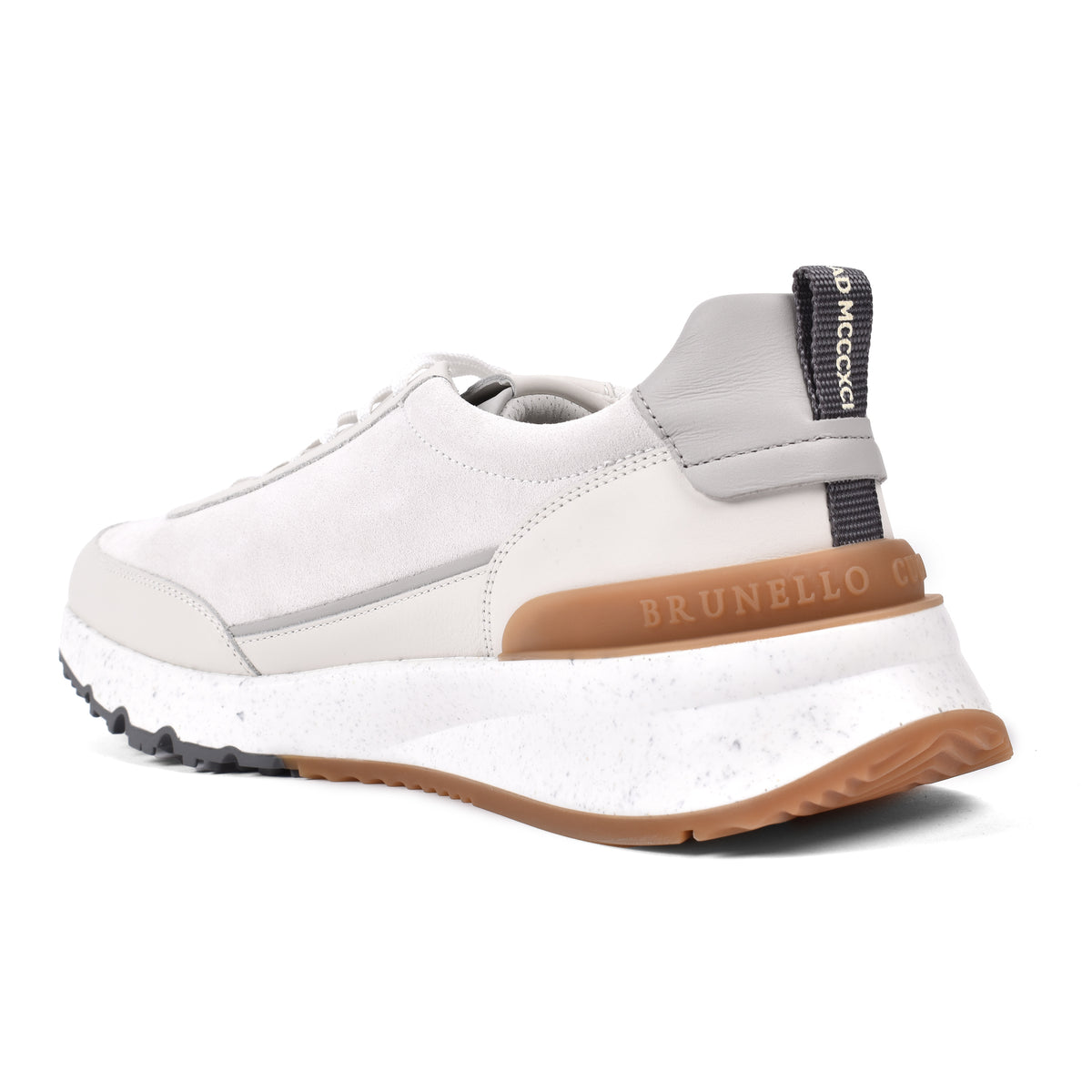BRUNELLO CUCINELLI MEN'S OFF WHITE LEATHER SNEAKERS