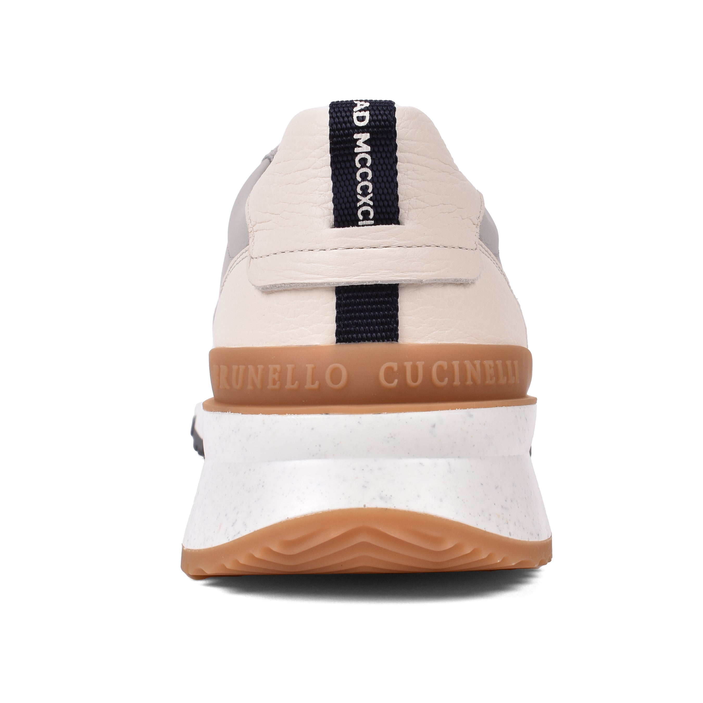 BRUNELLO CUCINELLI MEN'S LIGHT GREY LEATHER SNEAKERS