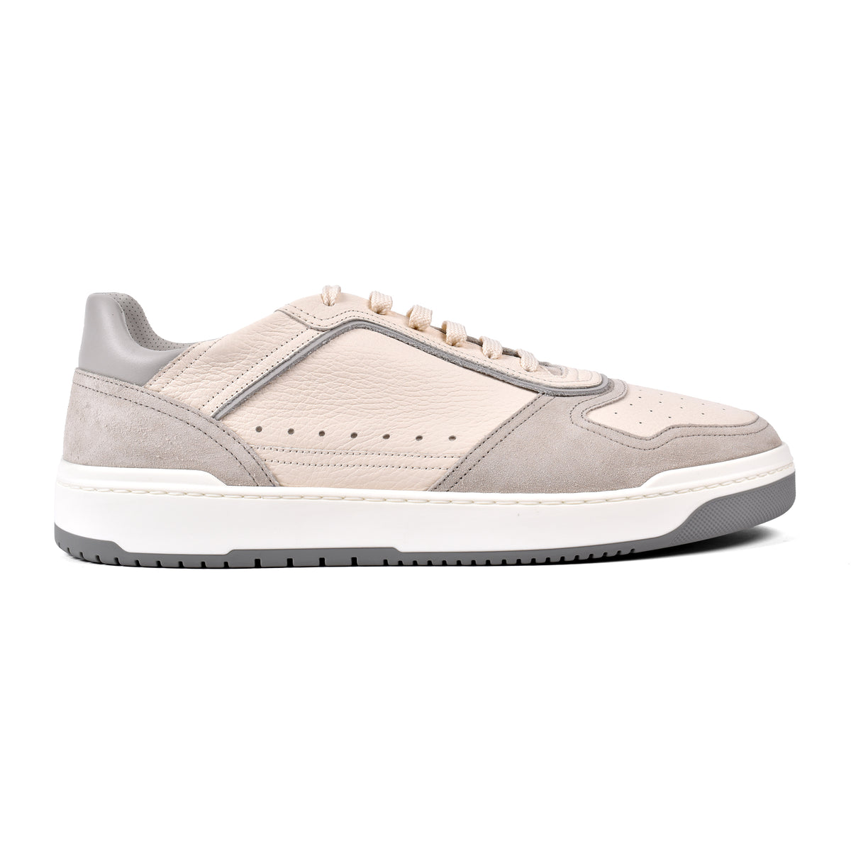 BRUNELLO CUCINELLI MEN'S OFF WHITE LEATHER SNEAKERS
