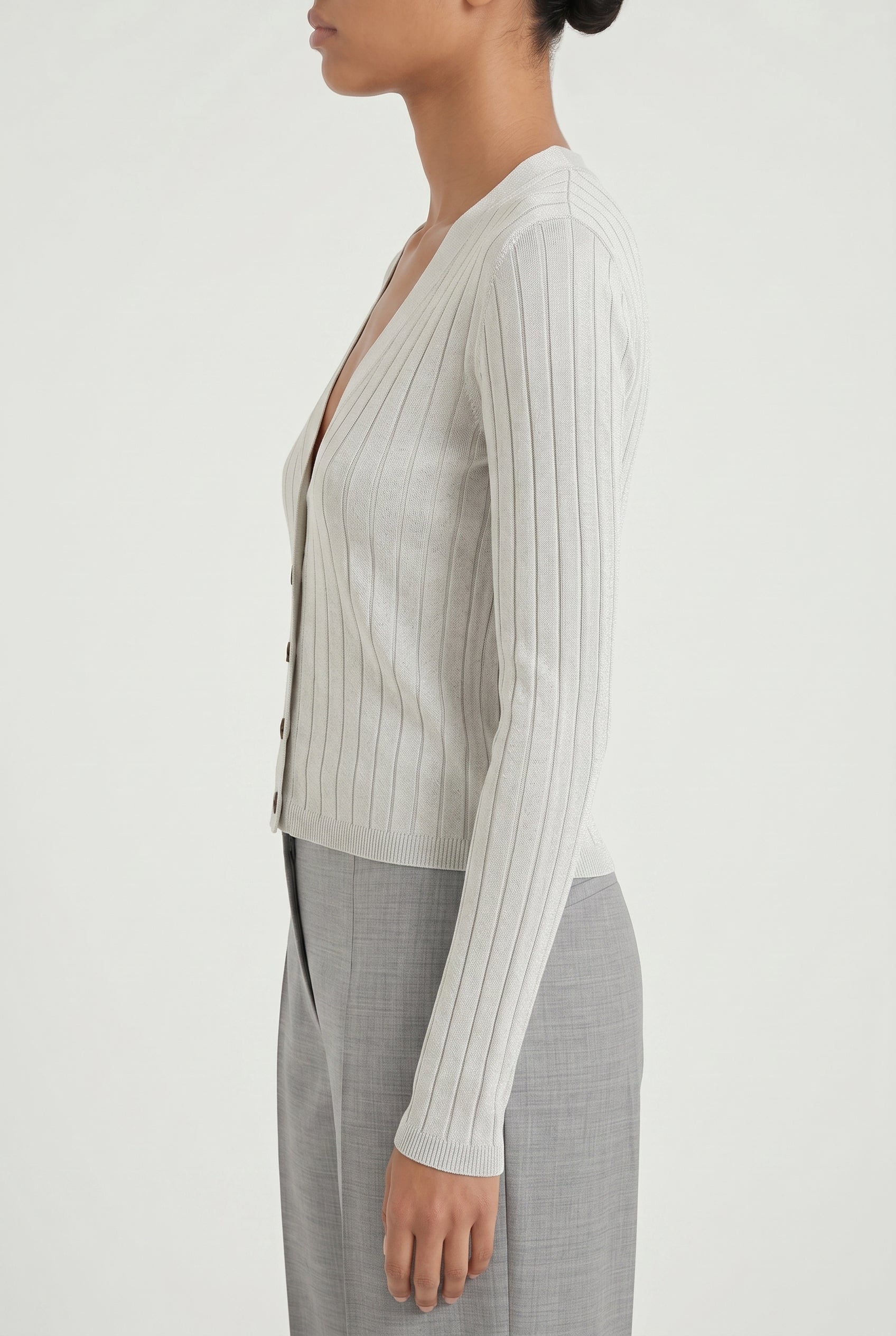 BRUNELLO CUCINELLI WOMEN'S LIGHT GREY SILK SWEATER