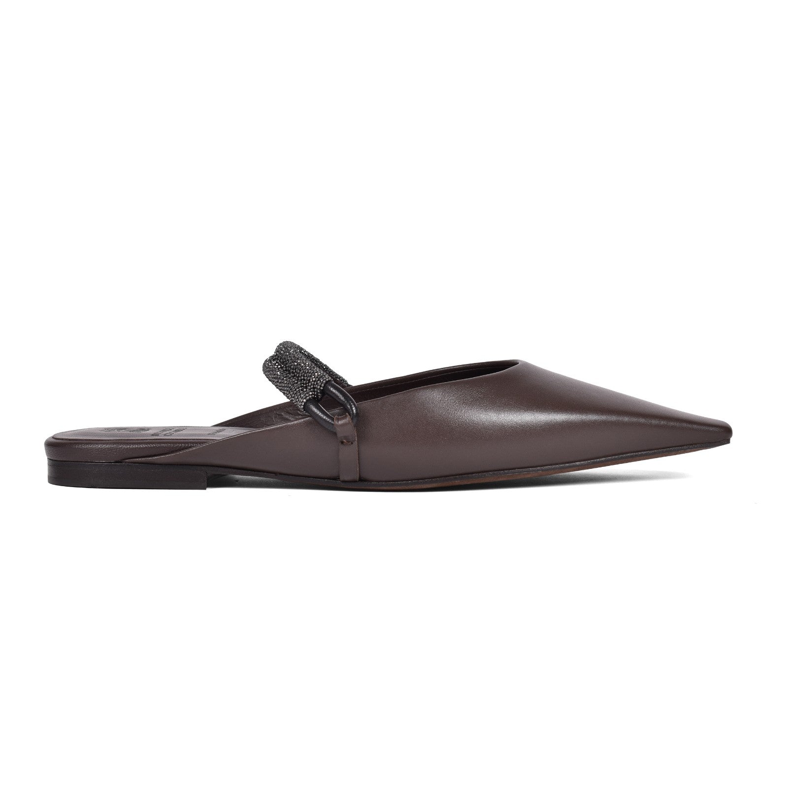 BRUNELLO CUCINELLI WOMEN'S DARK BROWN LEATHER FLATS
