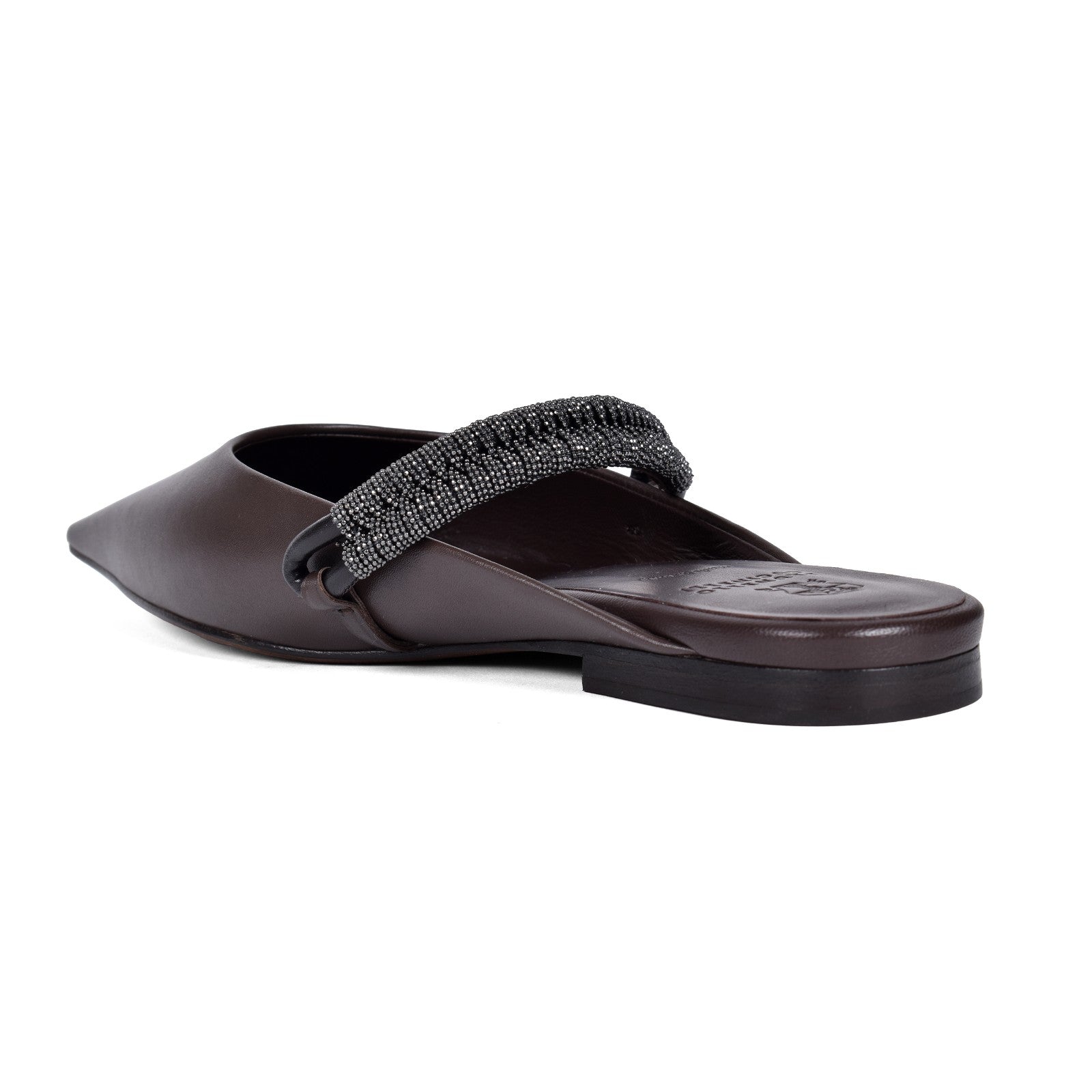 BRUNELLO CUCINELLI WOMEN'S DARK BROWN LEATHER FLATS