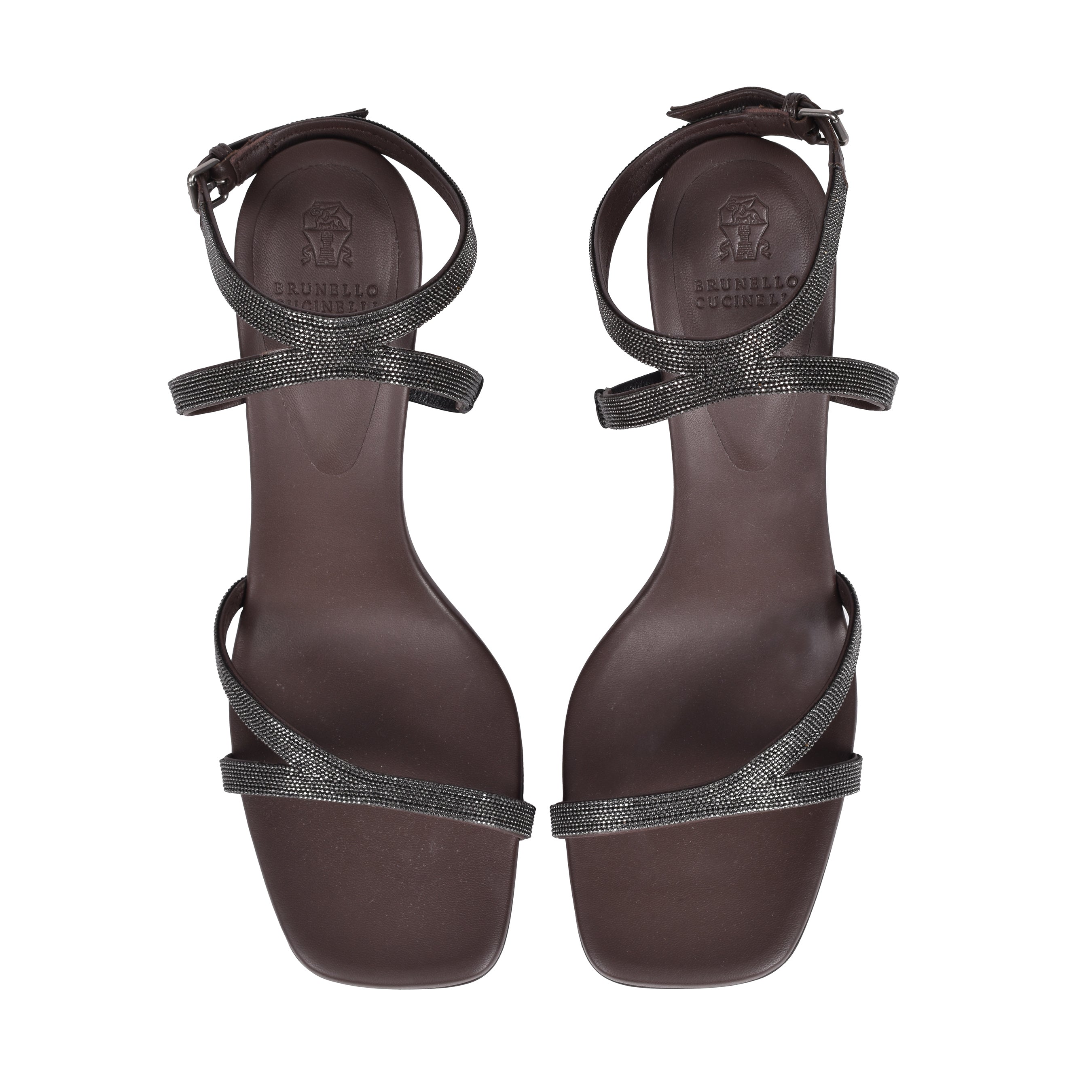 BRUNELLO CUCINELLI WOMEN'S DARK BROWN LEATHER SANDALS