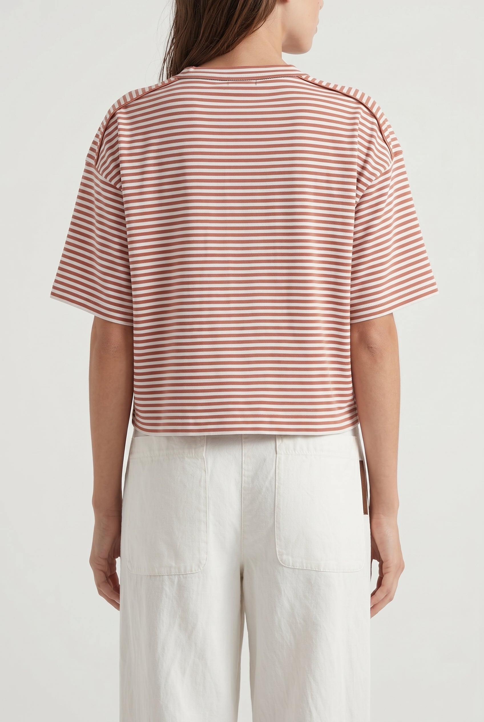 BRUNELLO CUCINELLI WOMEN'S RUST STRIPED RELAXED SHIRT
