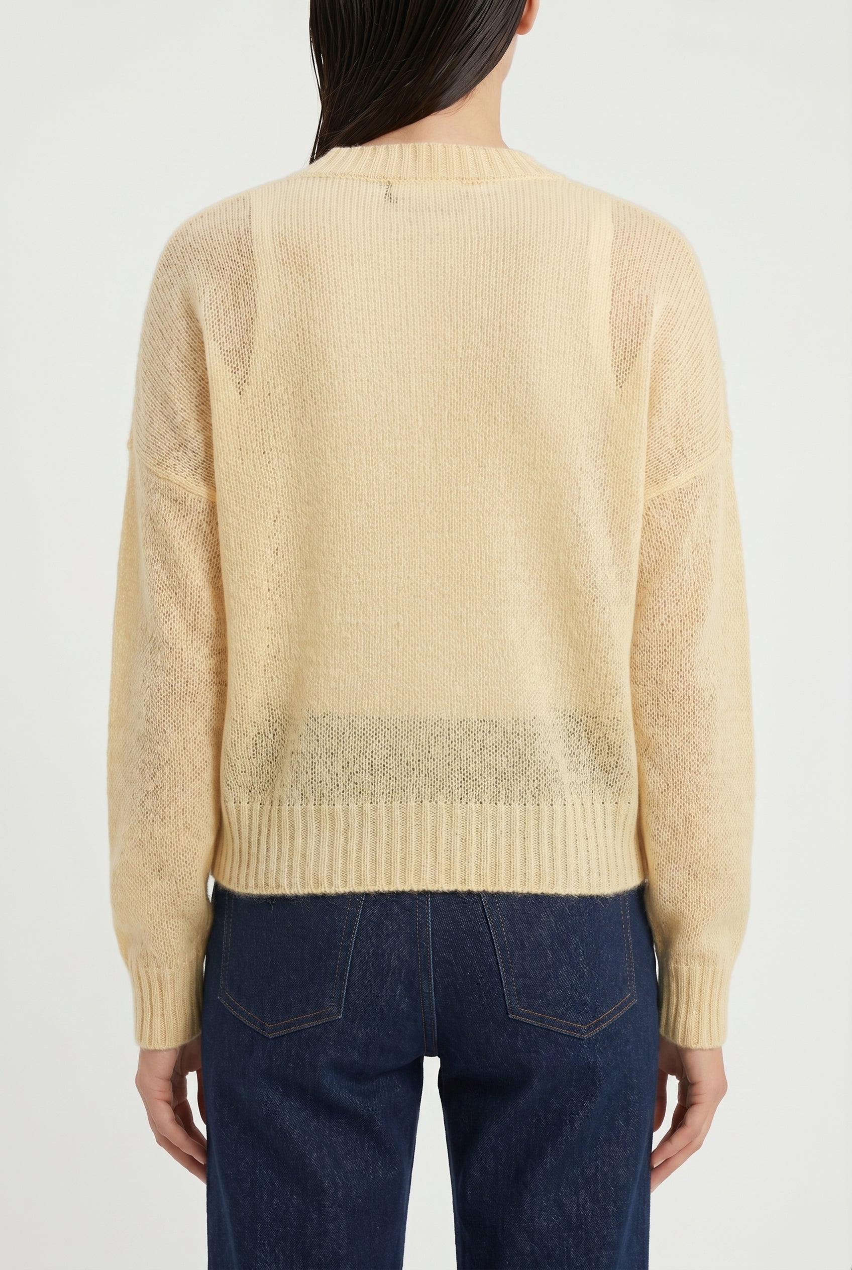 BRUNELLO CUCINELLI WOMEN'S LIGHT YELLOW WOOL BLEND SWEATER