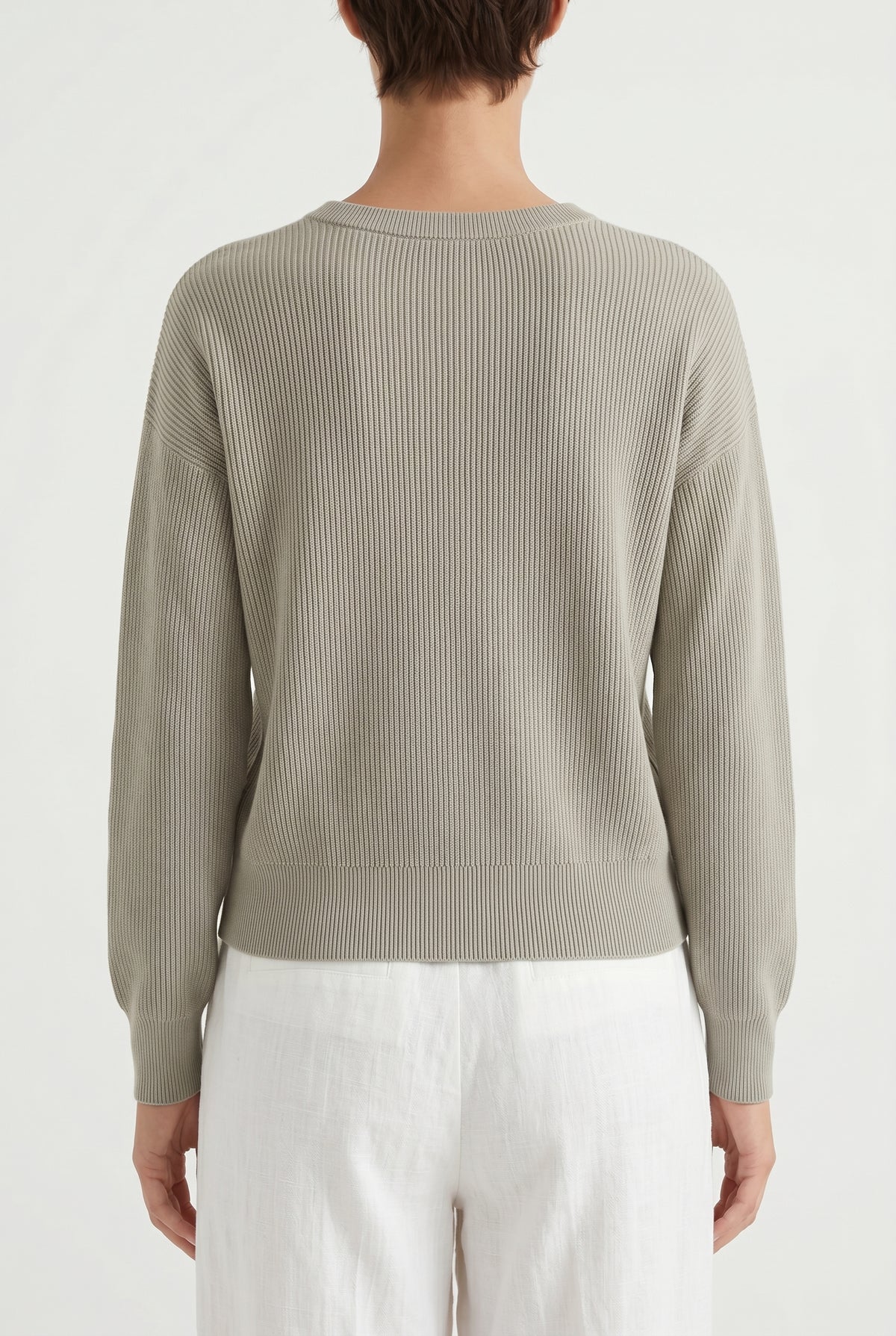 BRUNELLO CUCINELLI WOMEN'S LIGHT GREY RIBBED SWEATER