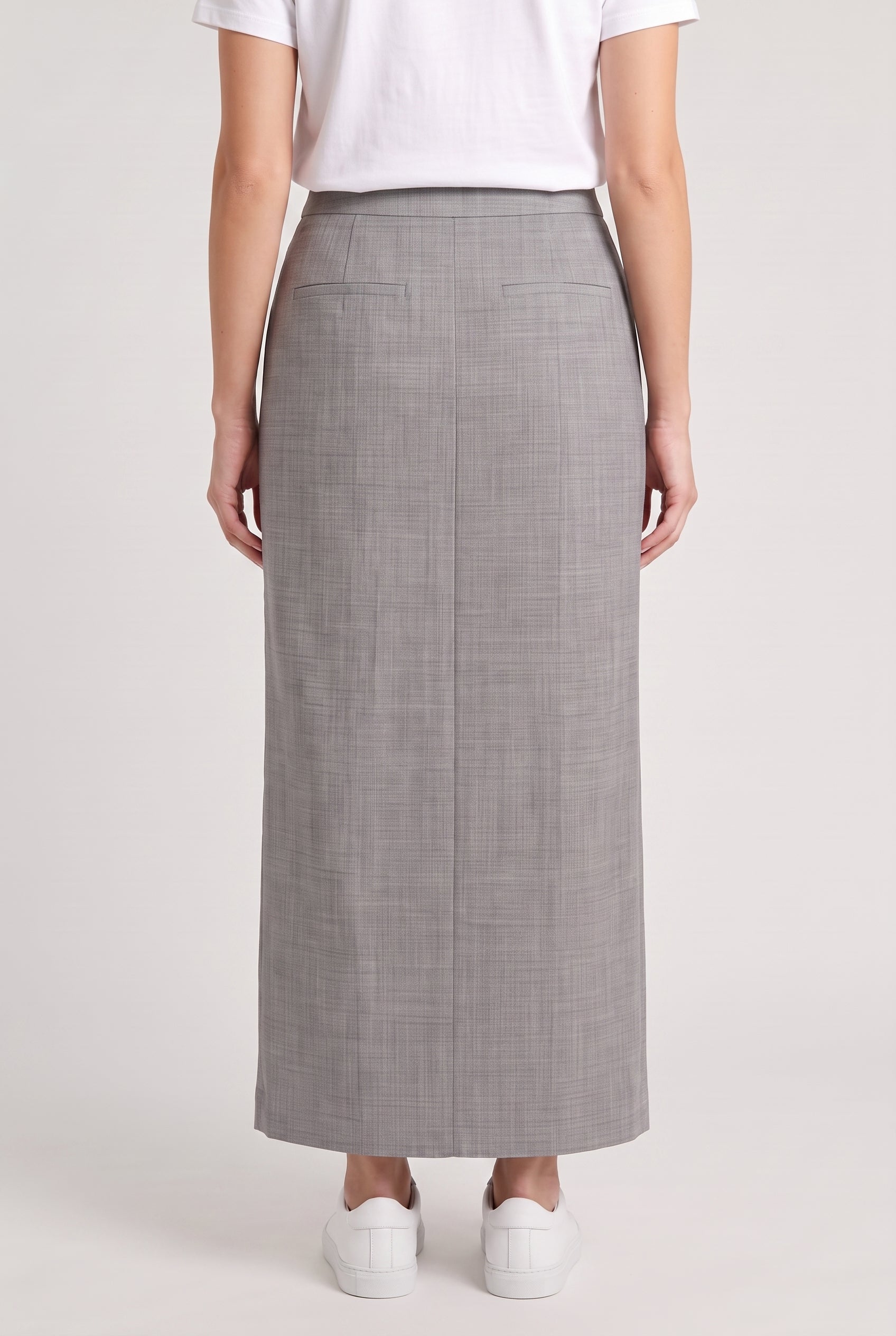 BRUNELLO CUCINELLI WOMEN'S LIGHT GREY WOOL PENCIL SKIRT