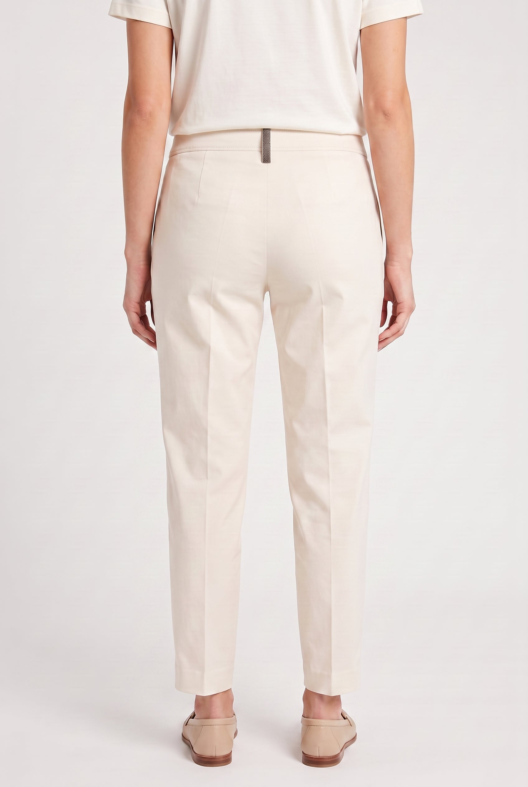 BRUNELLO CUCINELLI WOMEN'S LIGHT BEIGE TAILORED TROUSERS