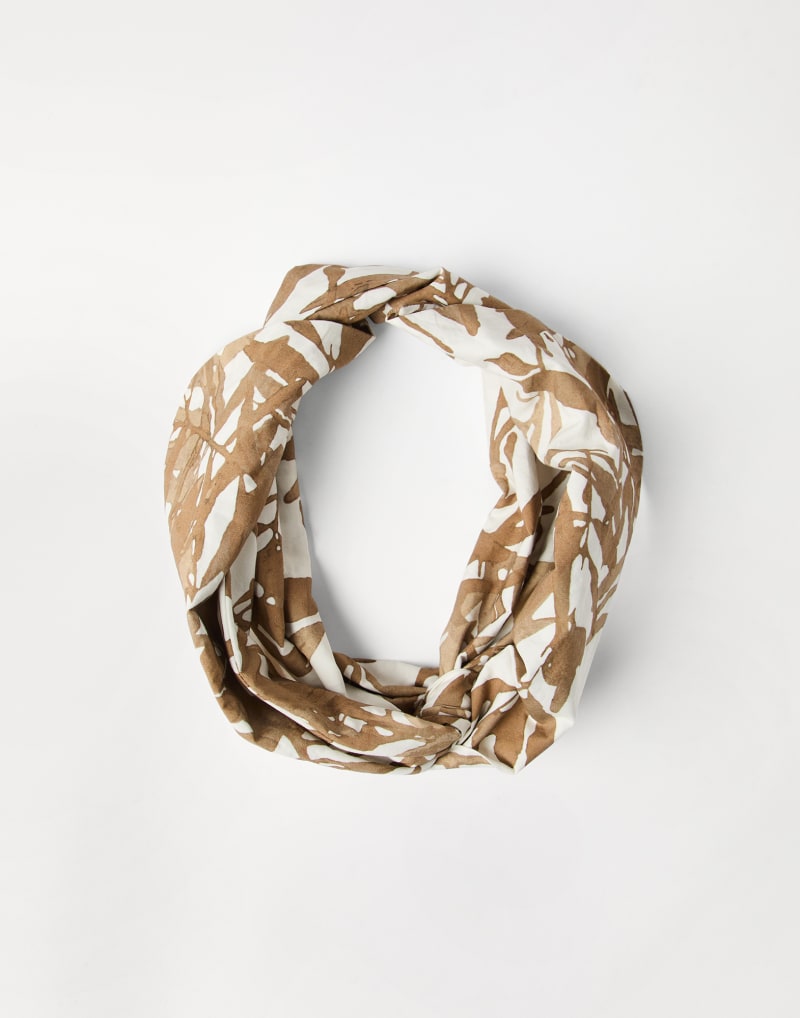 BRUNELLO CUCINELLI WOMEN'S BROWN WHITE PRINTED SCARF