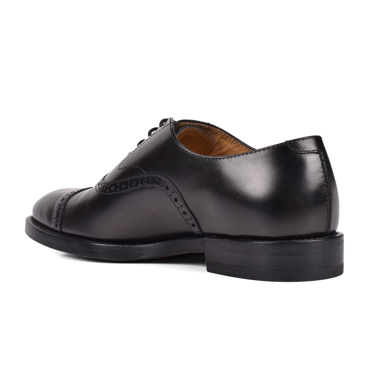 BRUNELLO CUCINELLI MEN'S BLACK LEATHER BROGUE SHOES