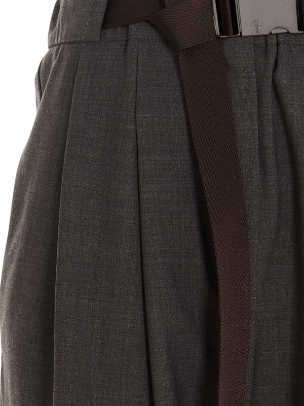 BRUNELLO CUCINELLI WOMEN'S DARK GREY WOOL TROUSERS