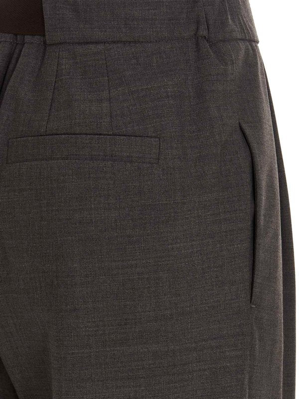 BRUNELLO CUCINELLI WOMEN'S DARK GREY WOOL TROUSERS