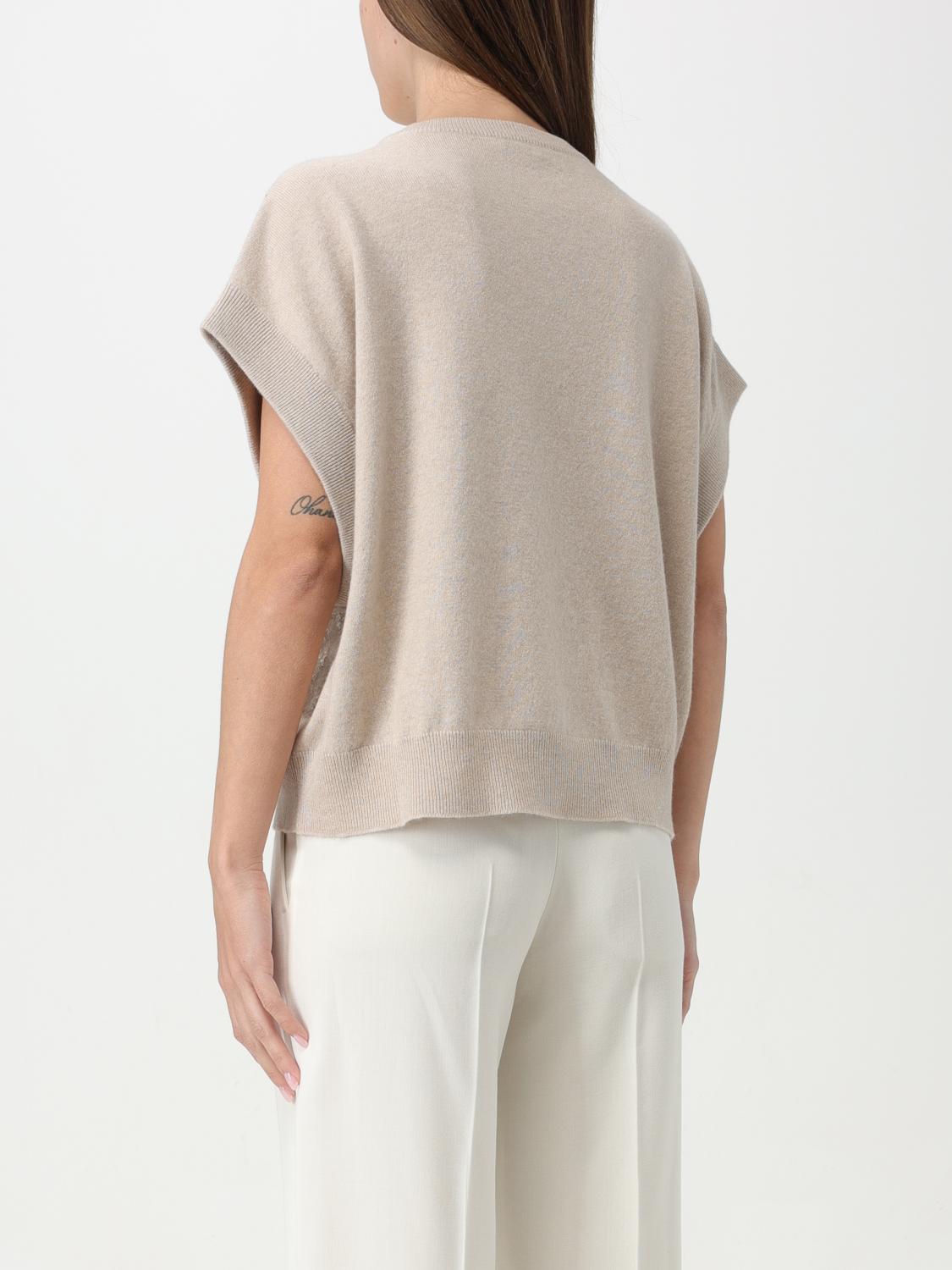 BRUNELLO CUCINELLI WOMEN'S BEIGE WOOL SILK SWEATER