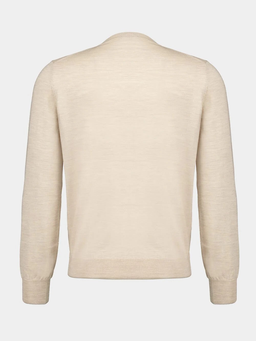 BRUNELLO CUCINELLI MEN'S BEIGE WOOL CREWNECK SWEATER