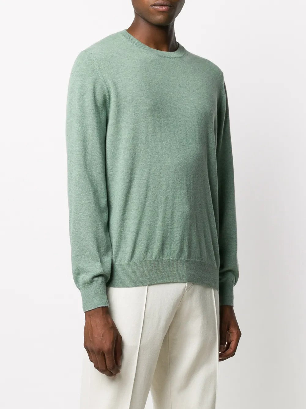 BRUNELLO CUCINELLI MEN'S LIGHT GREEN WOOL SWEATER