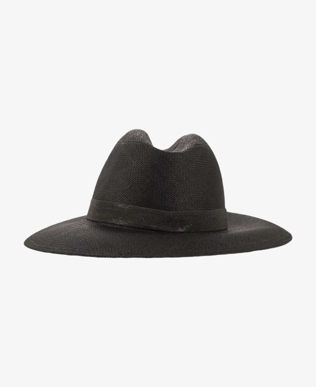 BRUNELLO CUCINELLI WOMEN'S BLACK WOVEN FEDORA HAT