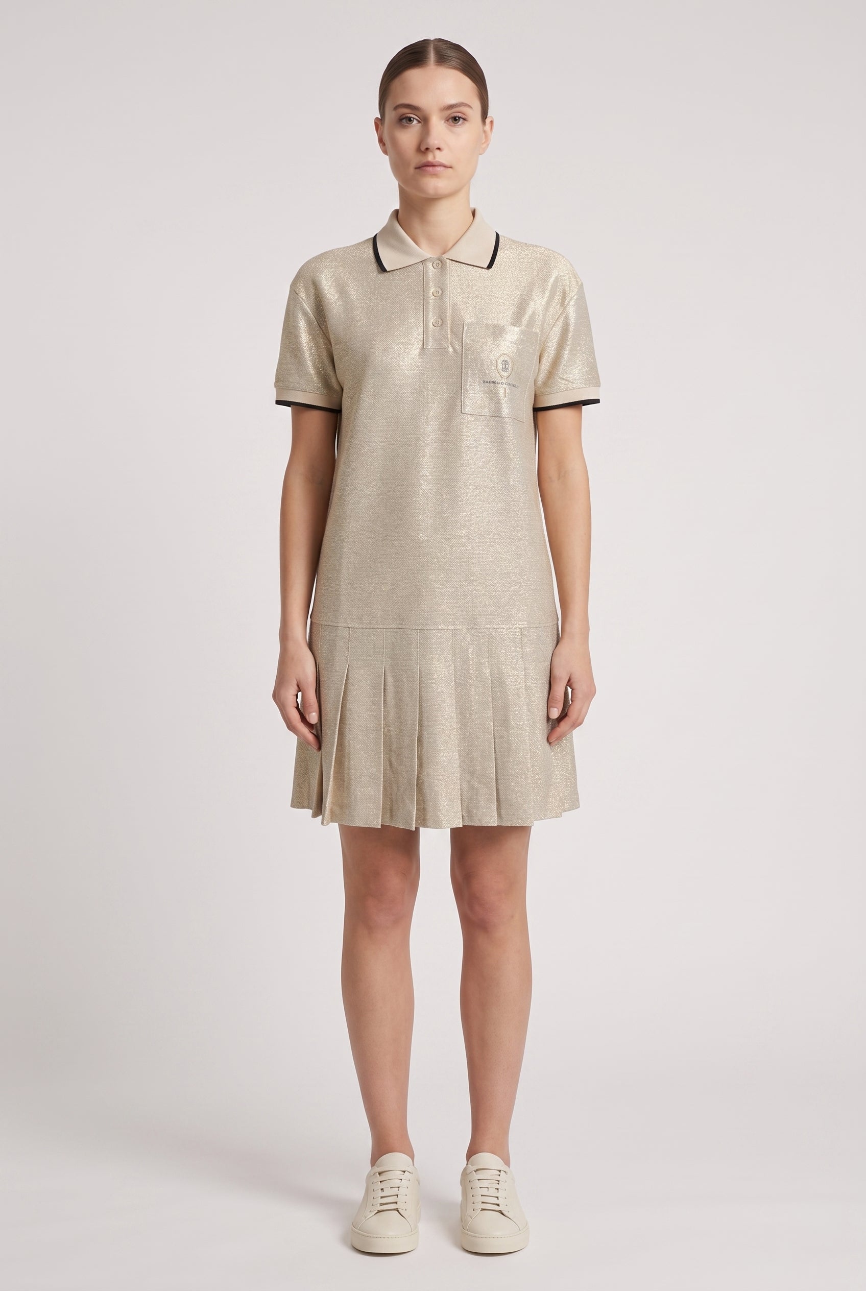BRUNELLO CUCINELLI WOMEN'S LIGHT GOLD LINEN BLEND DRESS