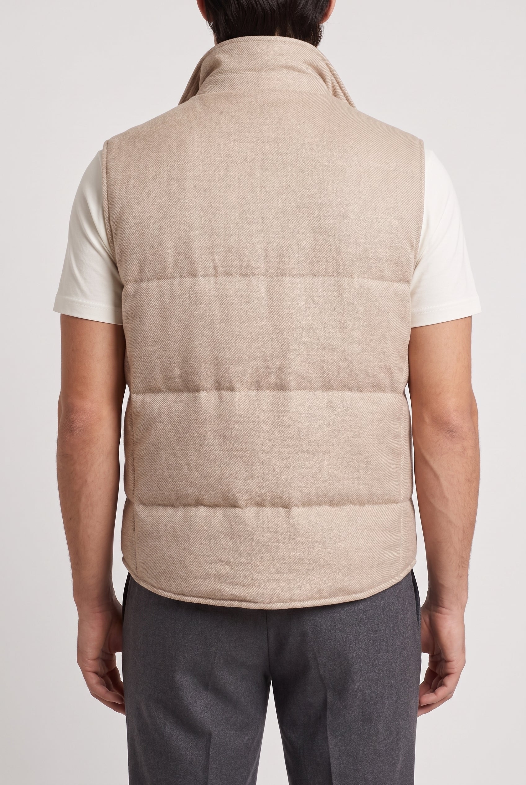 BRUNELLO CUCINELLI MEN'S BEIGE WOOL BLEND VEST