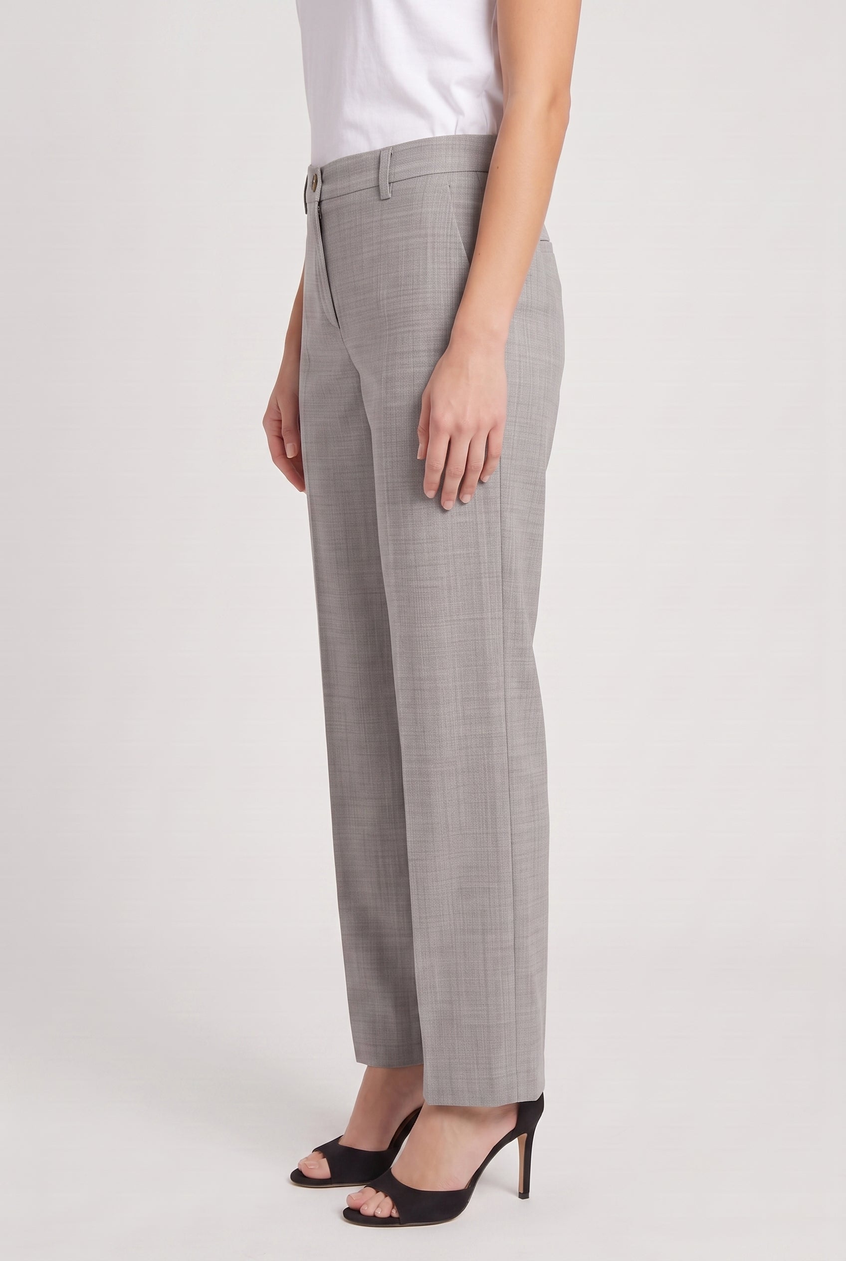 BRUNELLO CUCINELLI WOMEN'S LIGHT GREY WOOL TROUSERS