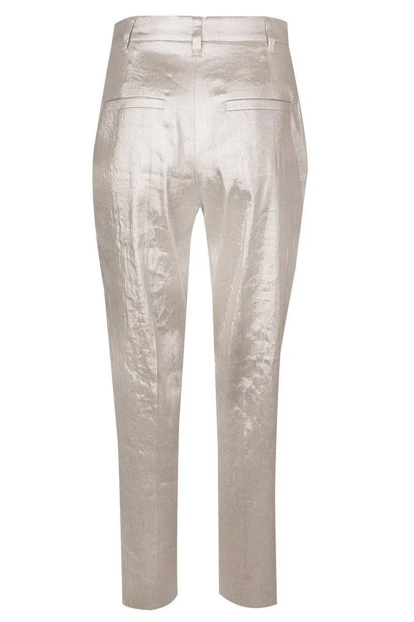 BRUNELLO CUCINELLI WOMEN'S LIGHT BEIGE LINEN TROUSERS