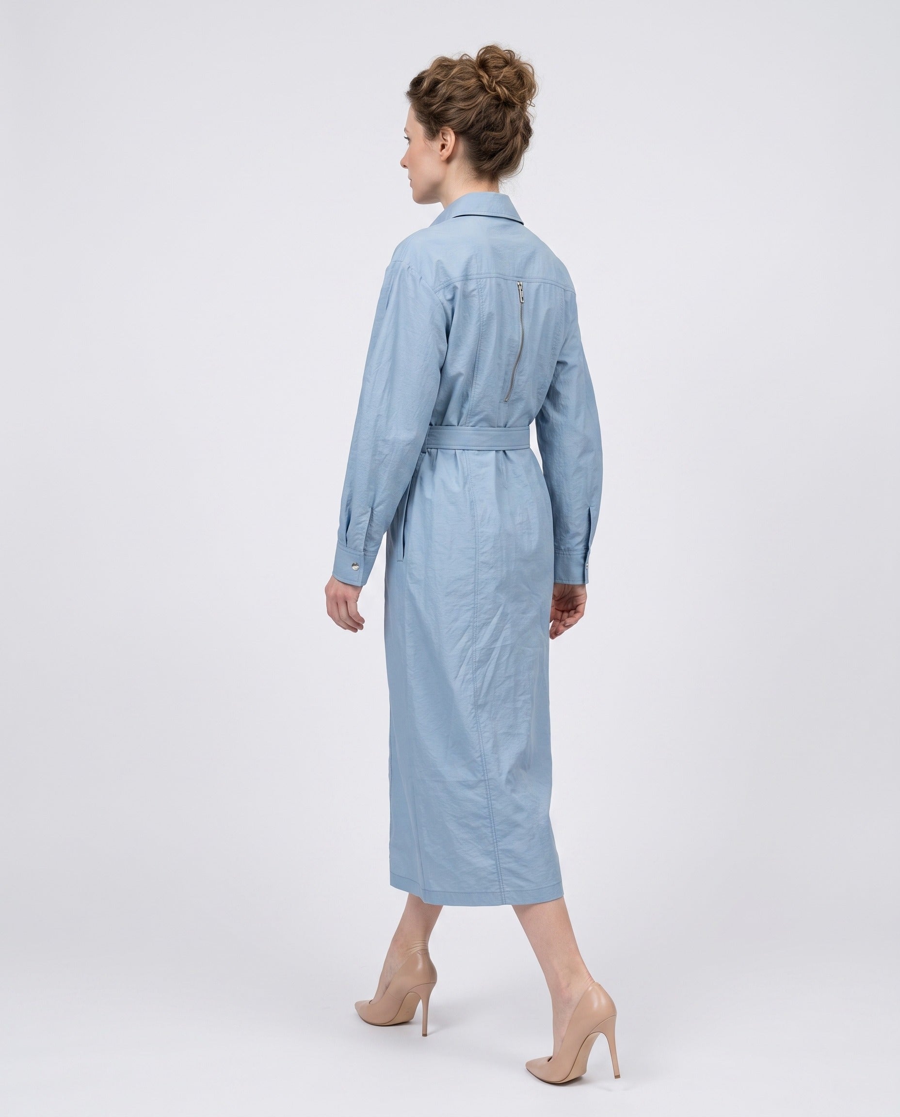 BRUNELLO CUCINELLI WOMEN'S LIGHT BLUE COTTON DRESS