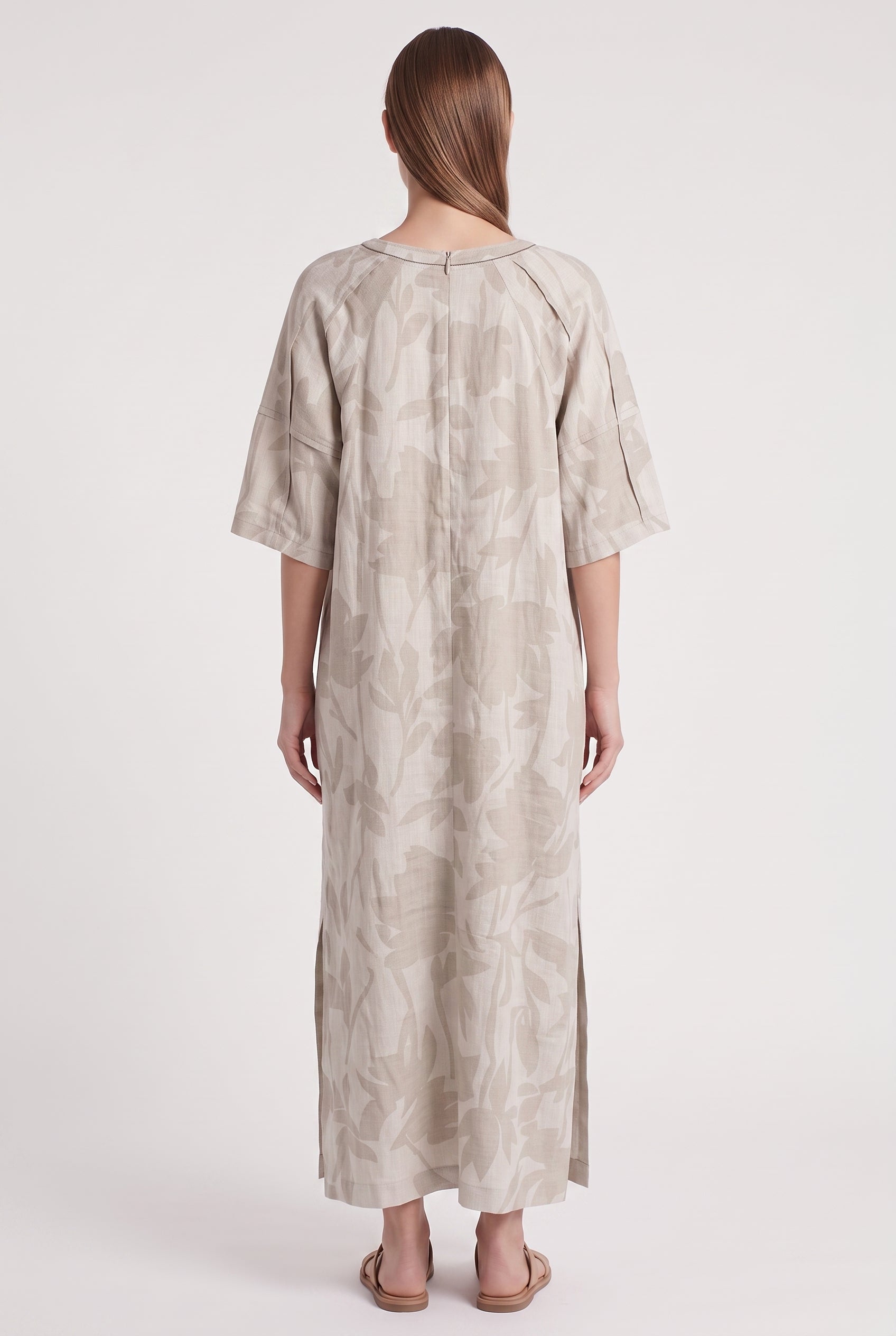 BRUNELLO CUCINELLI WOMEN'S NATURAL LINEN RELAXED DRESS