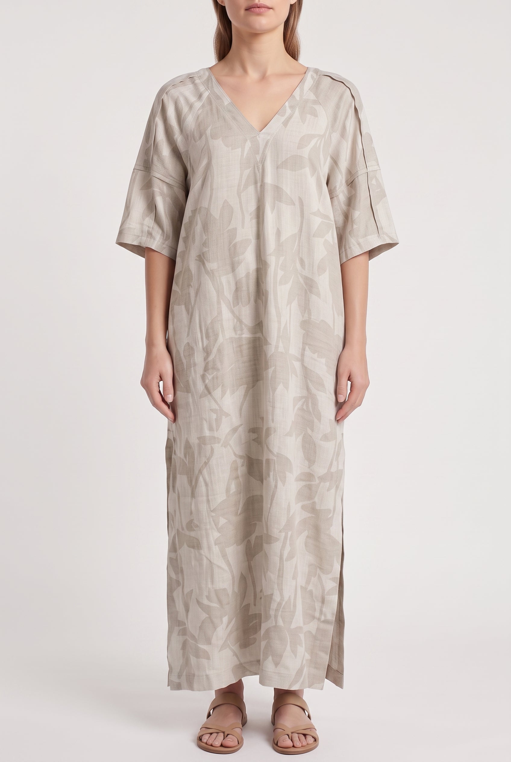 BRUNELLO CUCINELLI WOMEN'S NATURAL LINEN RELAXED DRESS