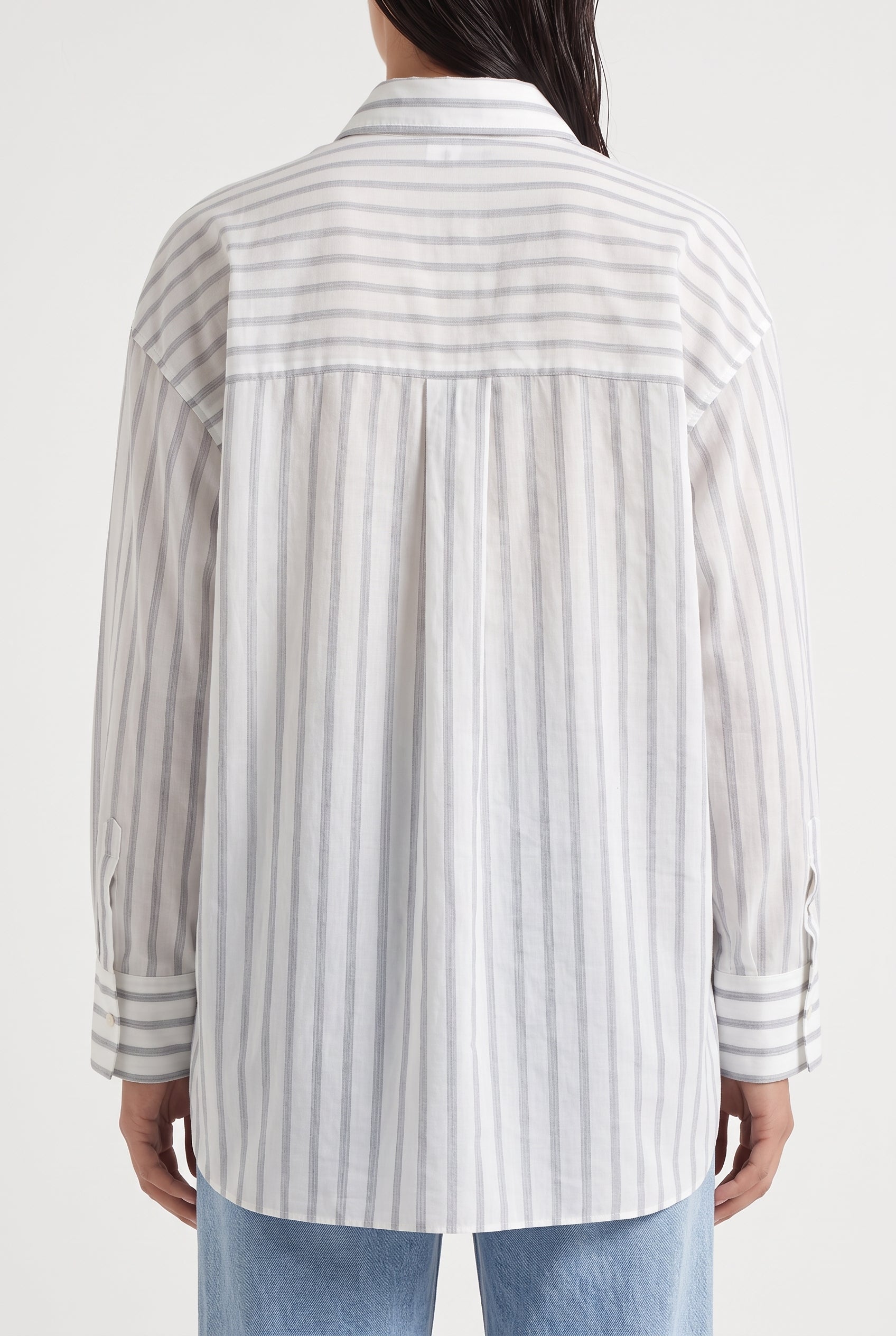 BRUNELLO CUCINELLI WOMEN'S WHITE STRIPED OVERSIZED SHIRT
