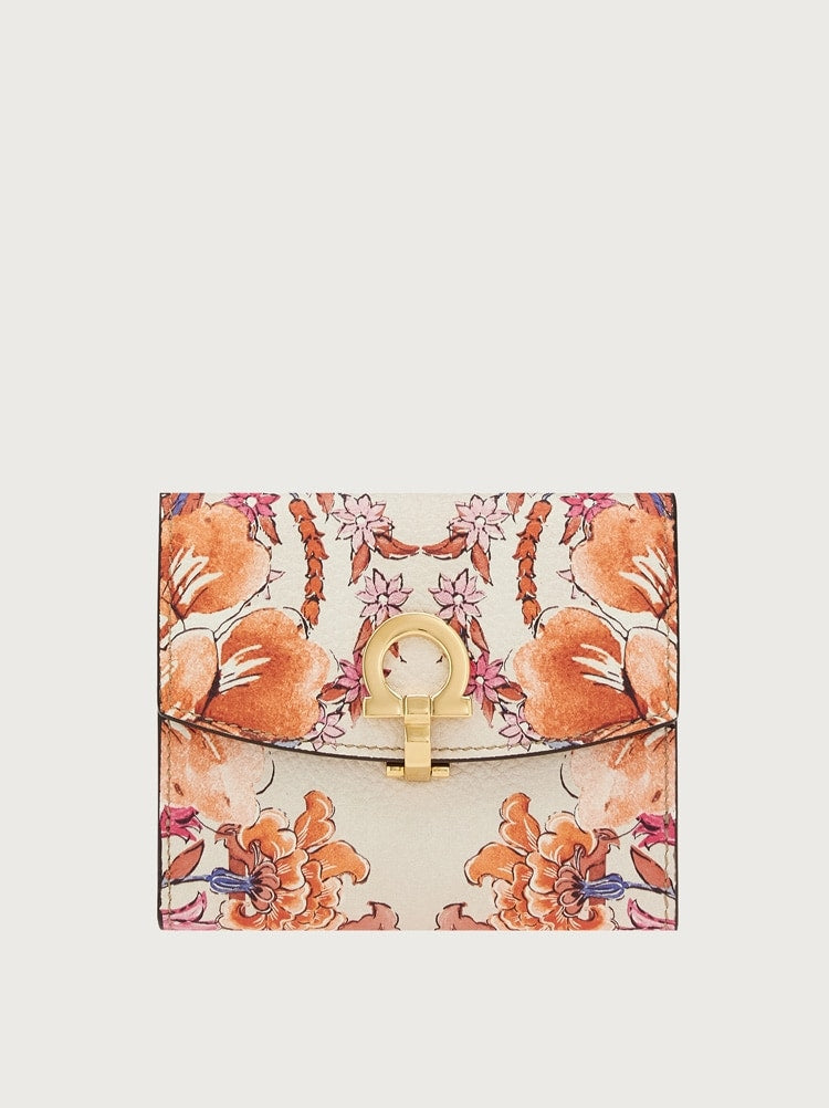 FERRAGAMO WOMEN'S FLORAL PRINT LEATHER WALLET