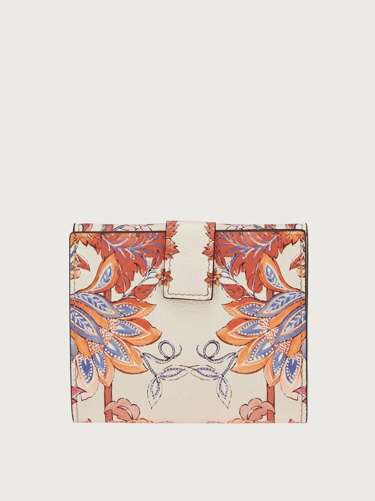 FERRAGAMO WOMEN'S FLORAL PRINT LEATHER WALLET