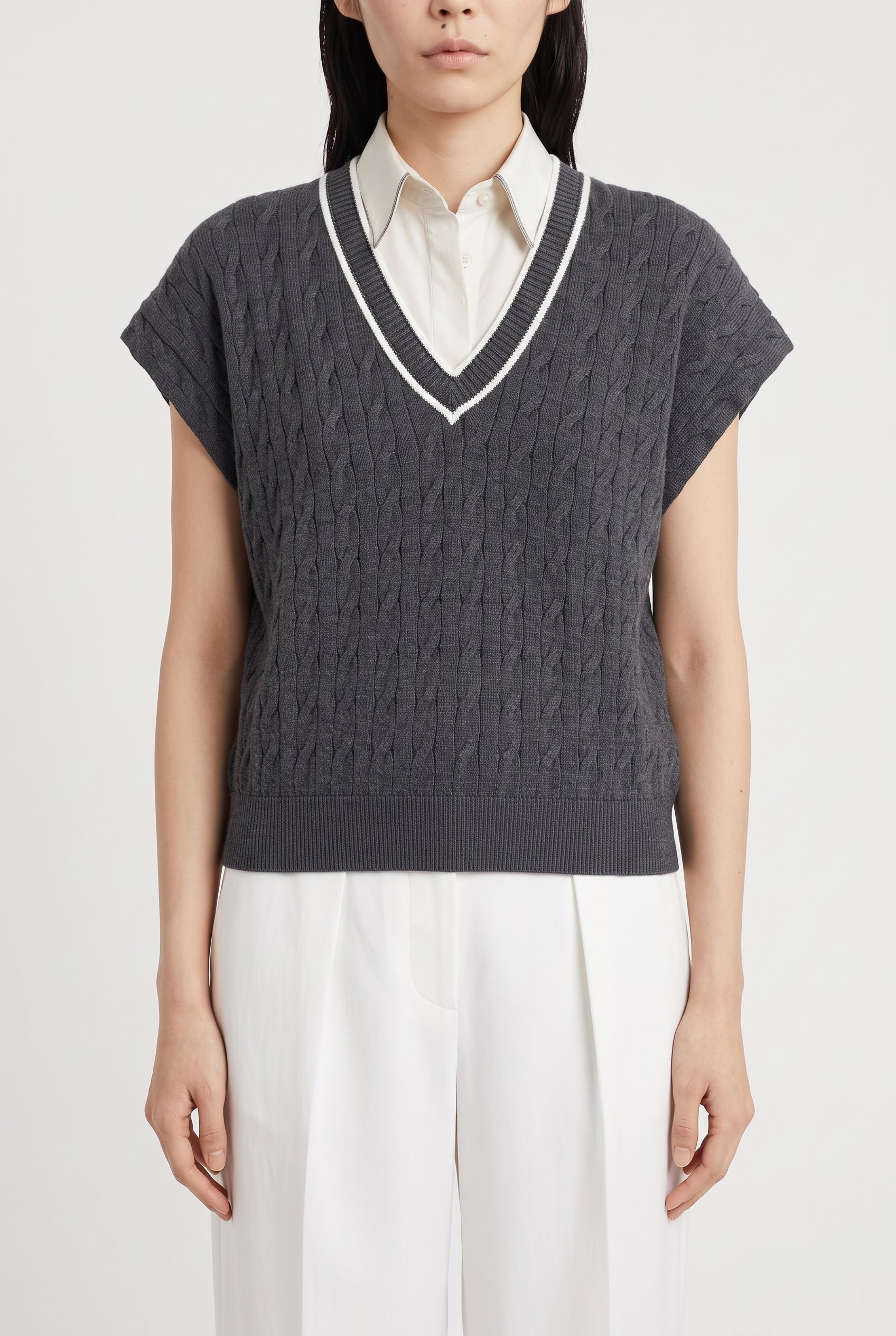 BRUNELLO CUCINELLI WOMEN'S DARK GREY COTTON SWEATER