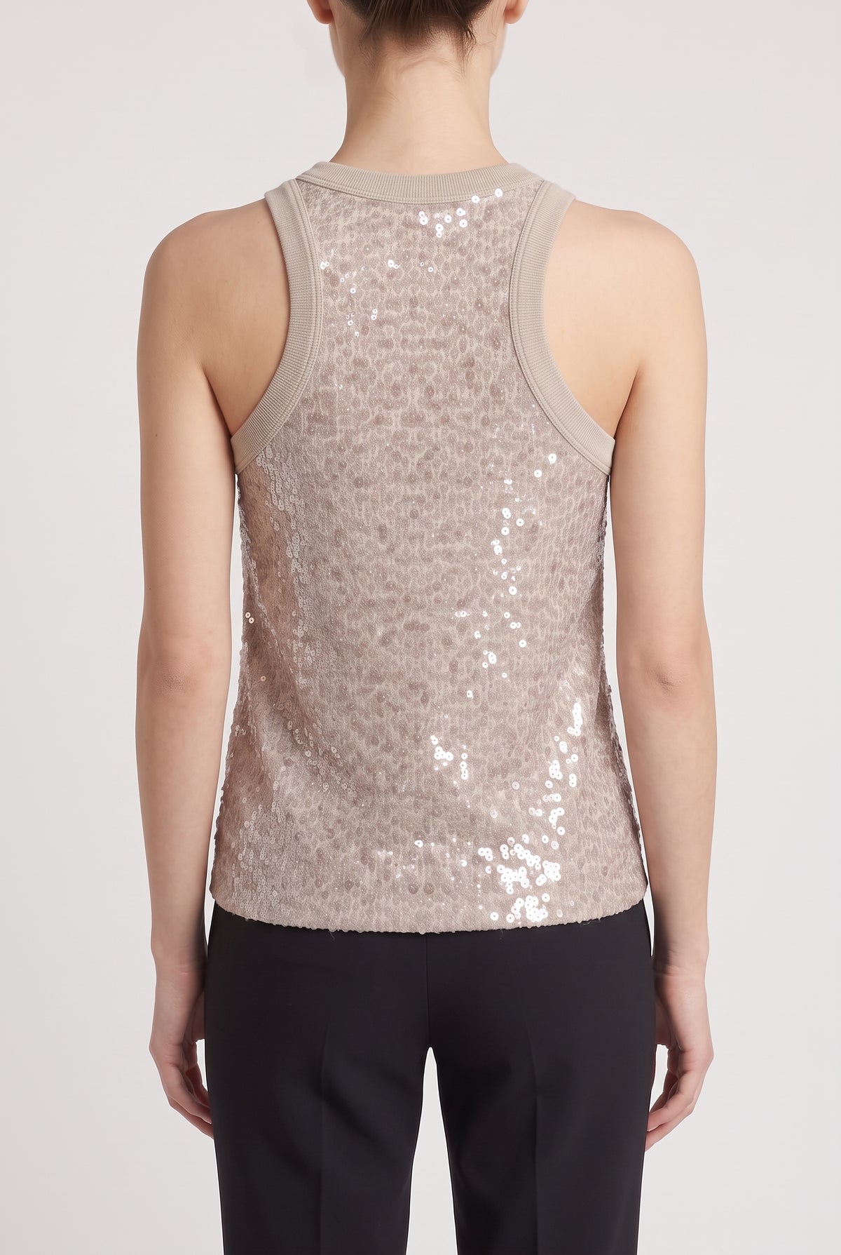 BRUNELLO CUCINELLI WOMEN'S LIGHT BEIGE SEQUIN TANK SHIRT