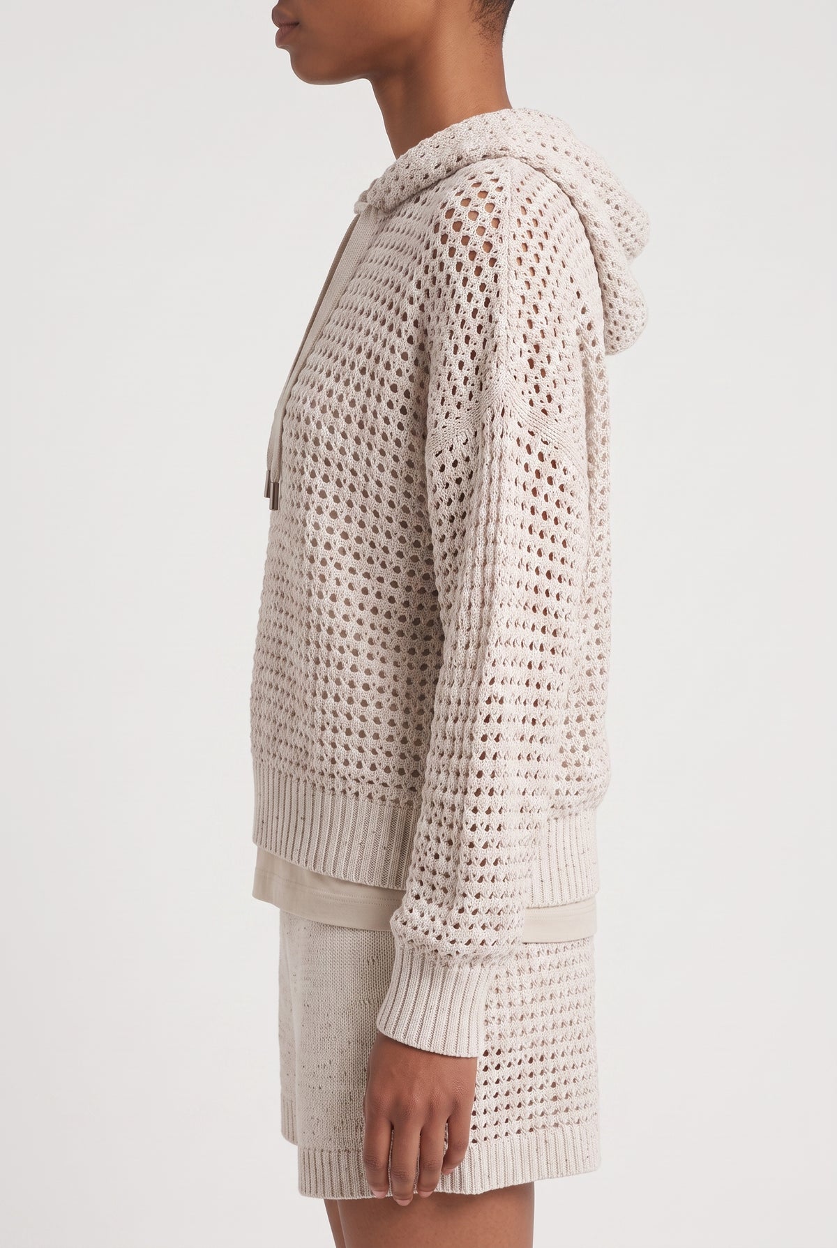 BRUNELLO CUCINELLI WOMEN'S LIGHT BEIGE OPENWORK SWEATER