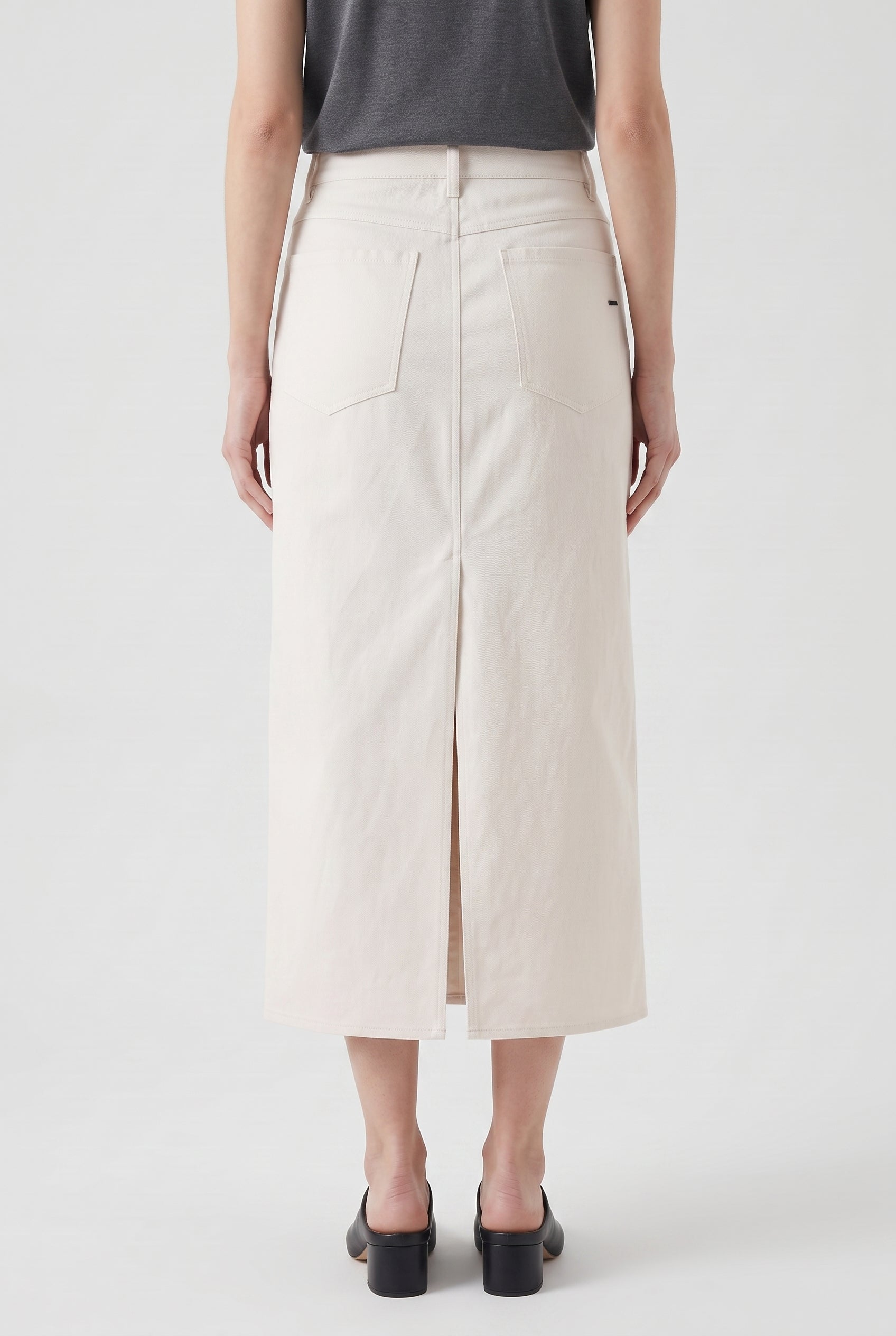 BRUNELLO CUCINELLI WOMEN'S OFF WHITE STRAIGHT COTTON SKIRT