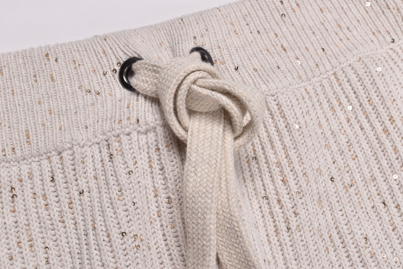 BRUNELLO CUCINELLI WOMEN'S LIGHT BEIGE KNIT TROUSERS