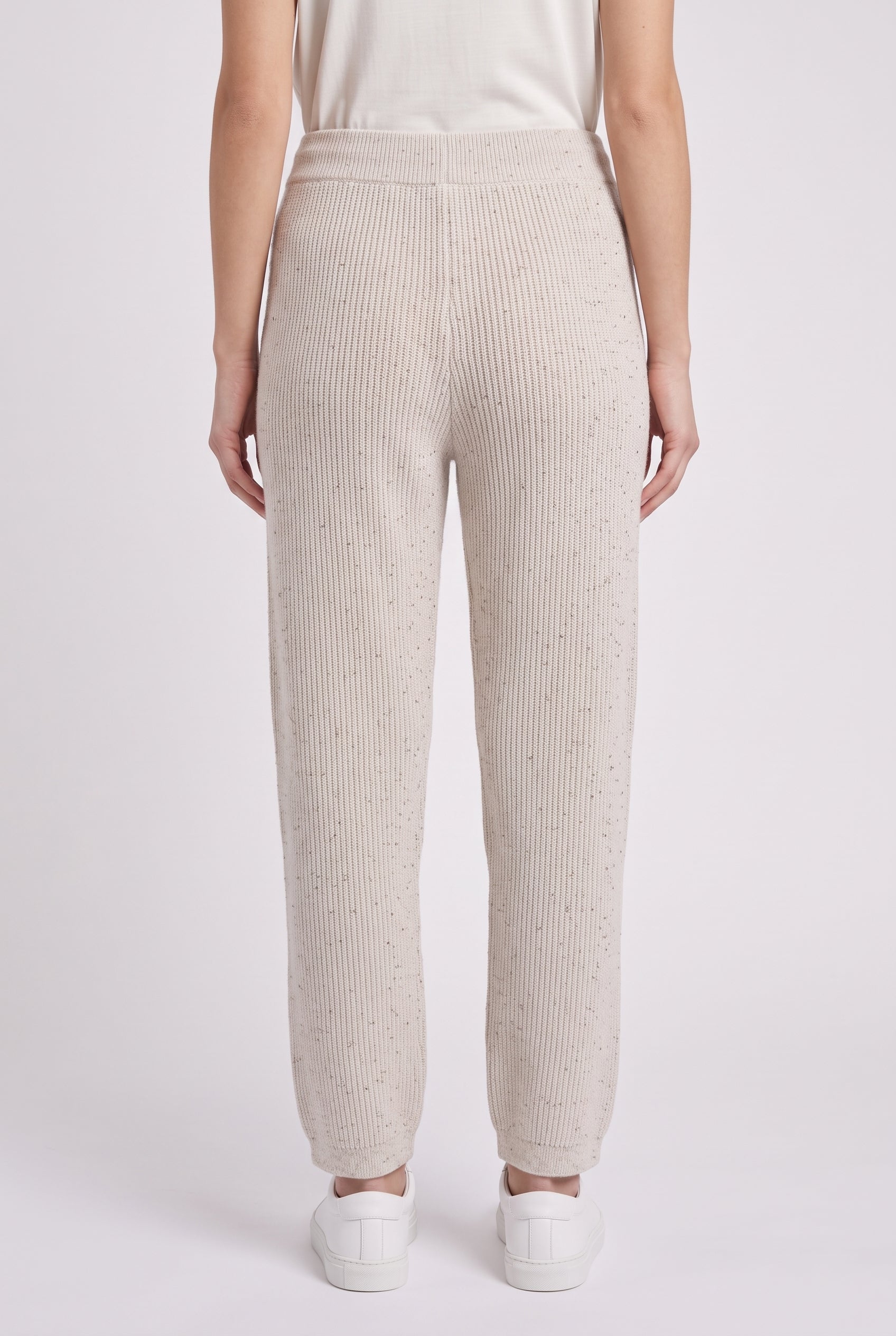 BRUNELLO CUCINELLI WOMEN'S LIGHT BEIGE KNIT TROUSERS