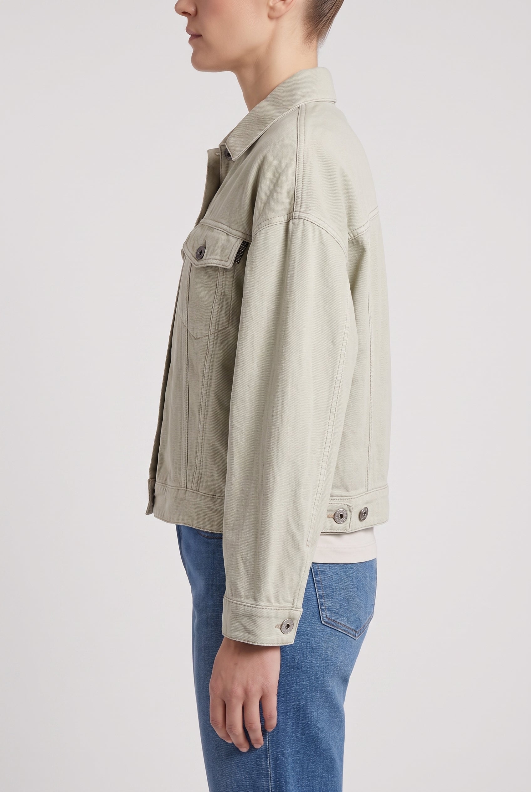 BRUNELLO CUCINELLI WOMEN'S LIGHT GREEN LINEN JACKET
