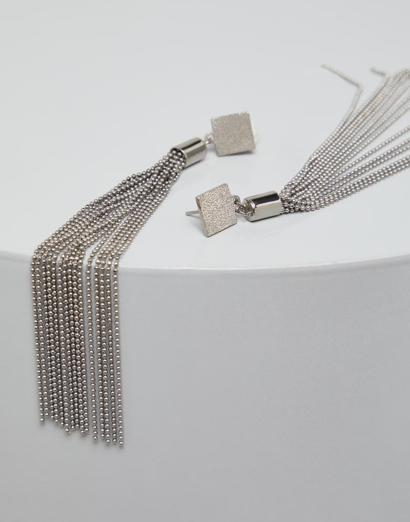 BRUNELLO CUCINELLI WOMEN'S SILVER LONG CHAIN EARRINGS
