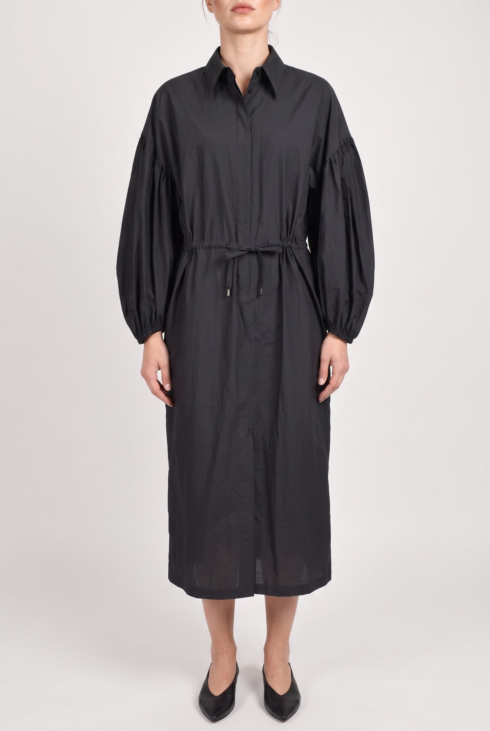 BRUNELLO CUCINELLI WOMEN'S DARK GREY COTTON SHIRT DRESS