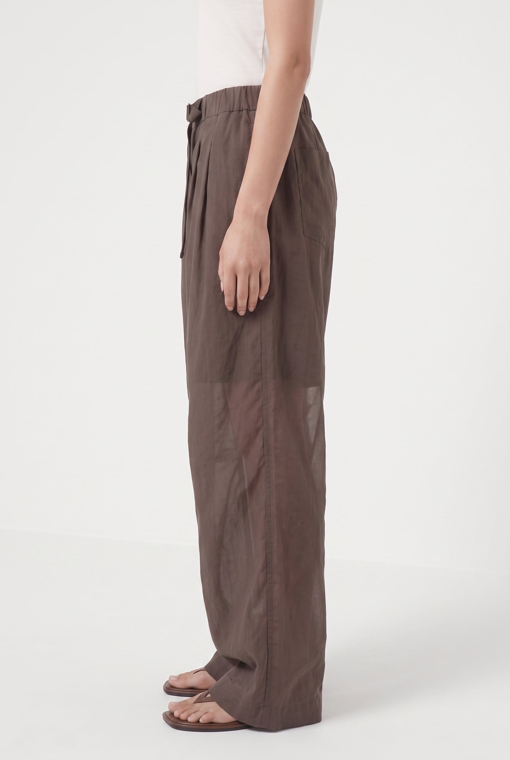 BRUNELLO CUCINELLI WOMEN'S BROWN WIDE LEG TROUSERS