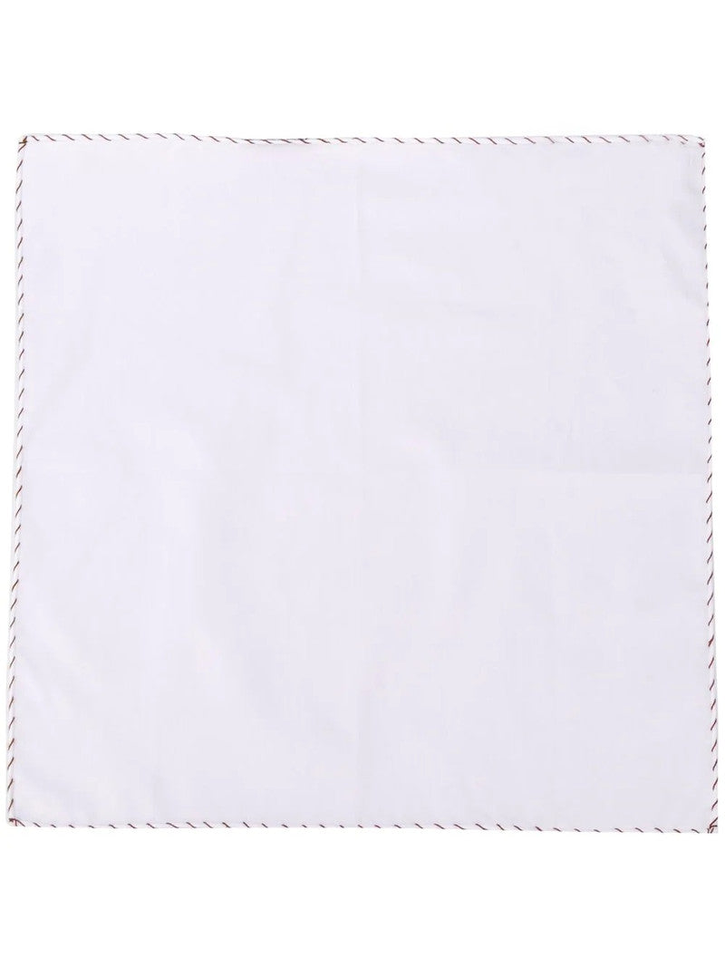 BRUNELLO CUCINELLI MEN'S WHITE GUANACO STITCHED POCKET SQUARE